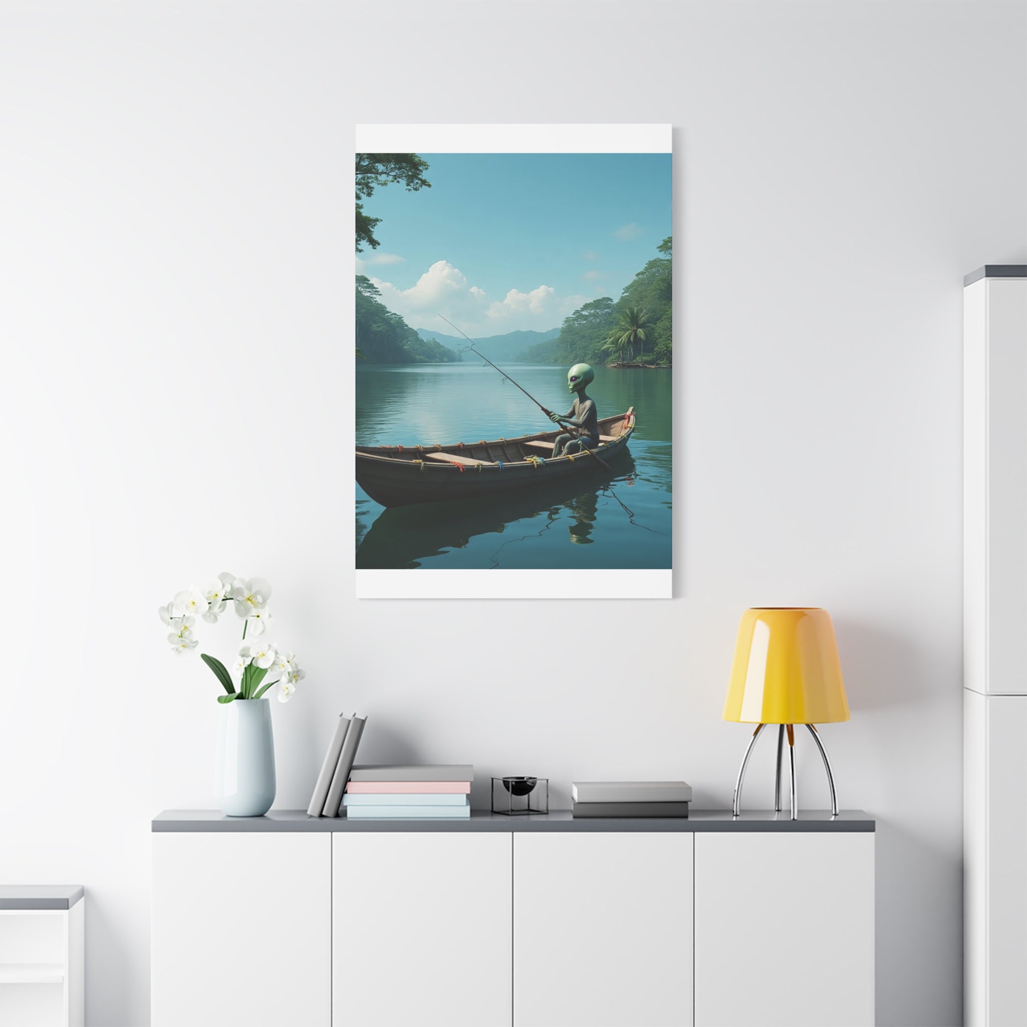 Alien Fishing Canvas Art