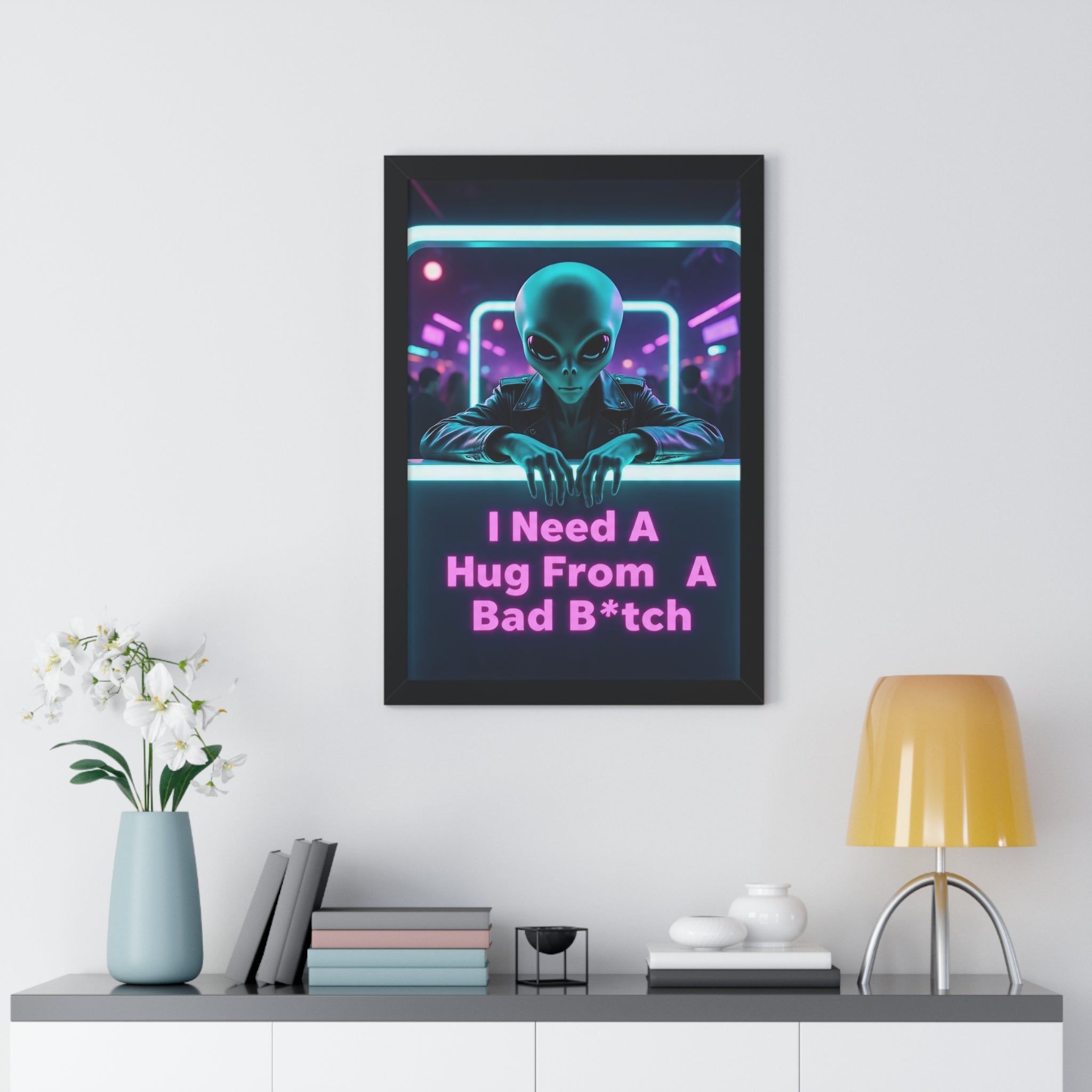 Funky Alien Art Print, Framed Vertical Poster for Home Decor, Cool Gift for Sci-Fi Lovers, Quirky Wall Art for Parties, Unique Room [...]