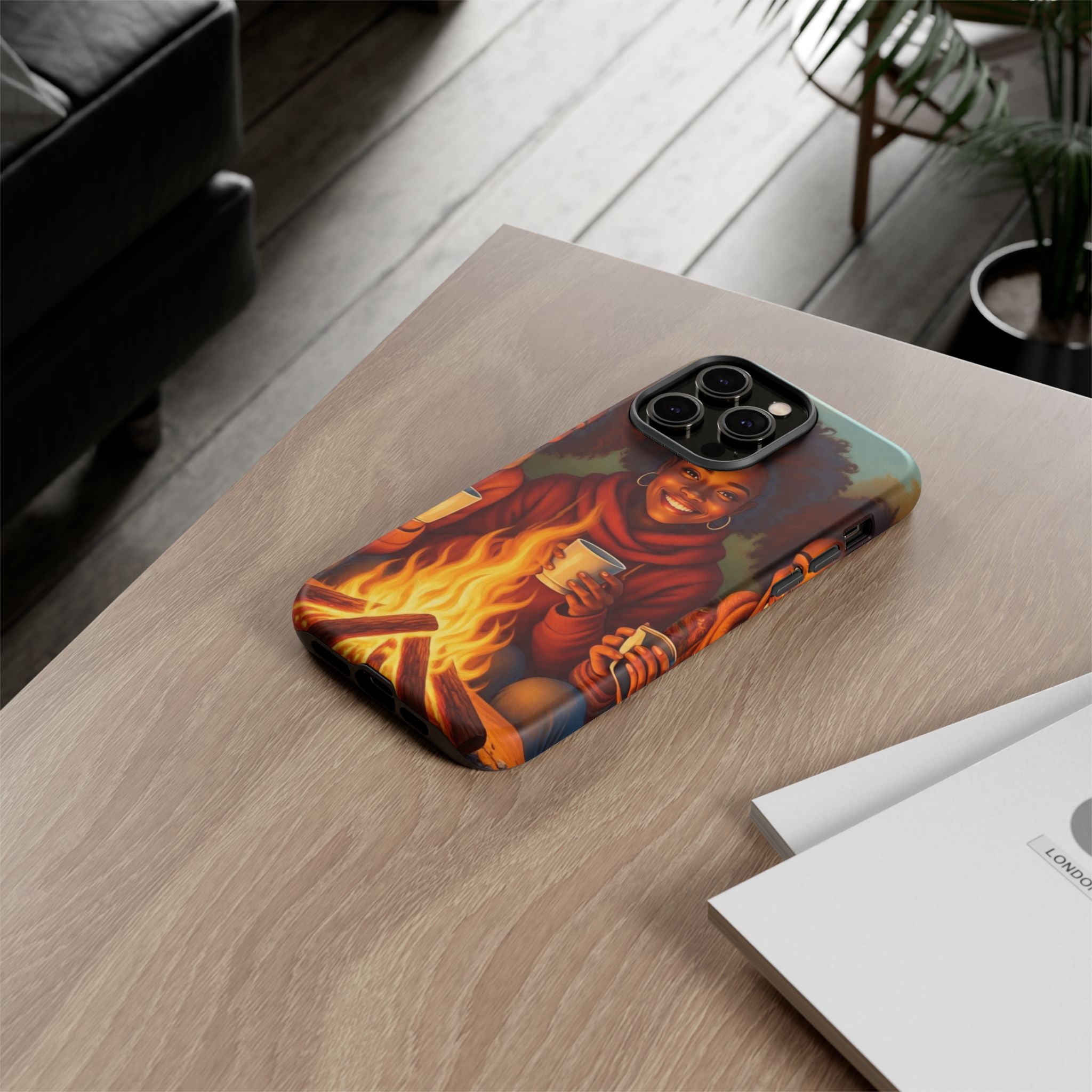 Cozy Phone Case for Campfire Lovers, Tough Cases with Inspirational Design, Perfect Gift for Friends, Birthday Present, Nature Vibe