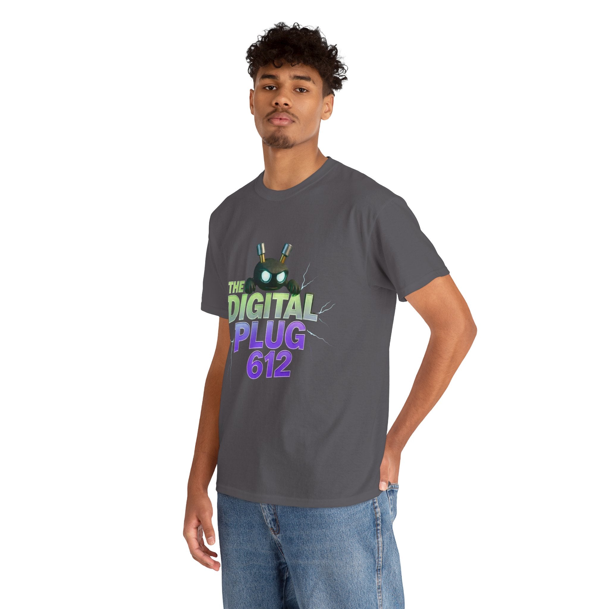 The Digital Plug 612 Tee — Retro Neon Tech Graphic T-Shirt
