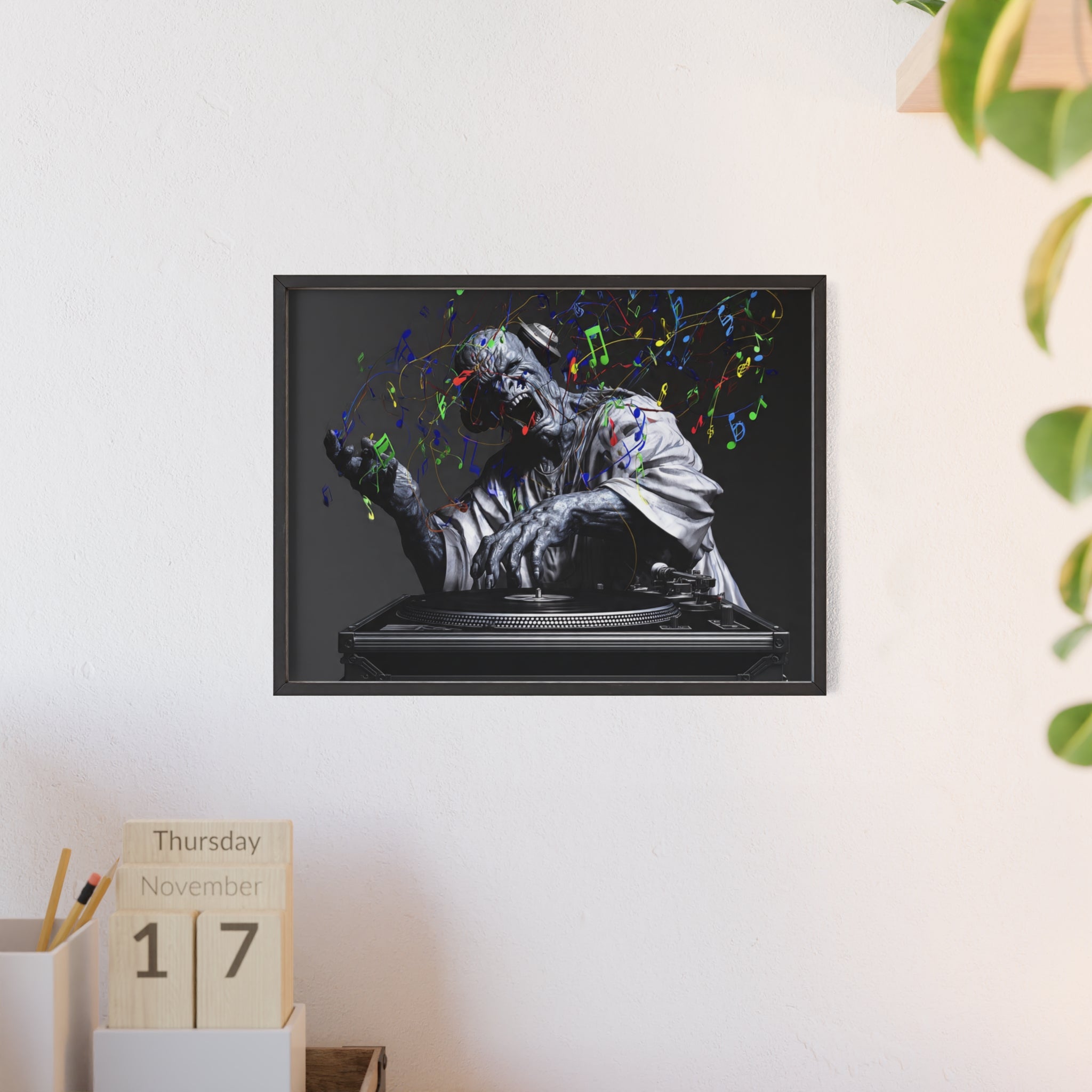 Poster with Wooden Frame - Frankenstein DJ Theme Exclusive Design