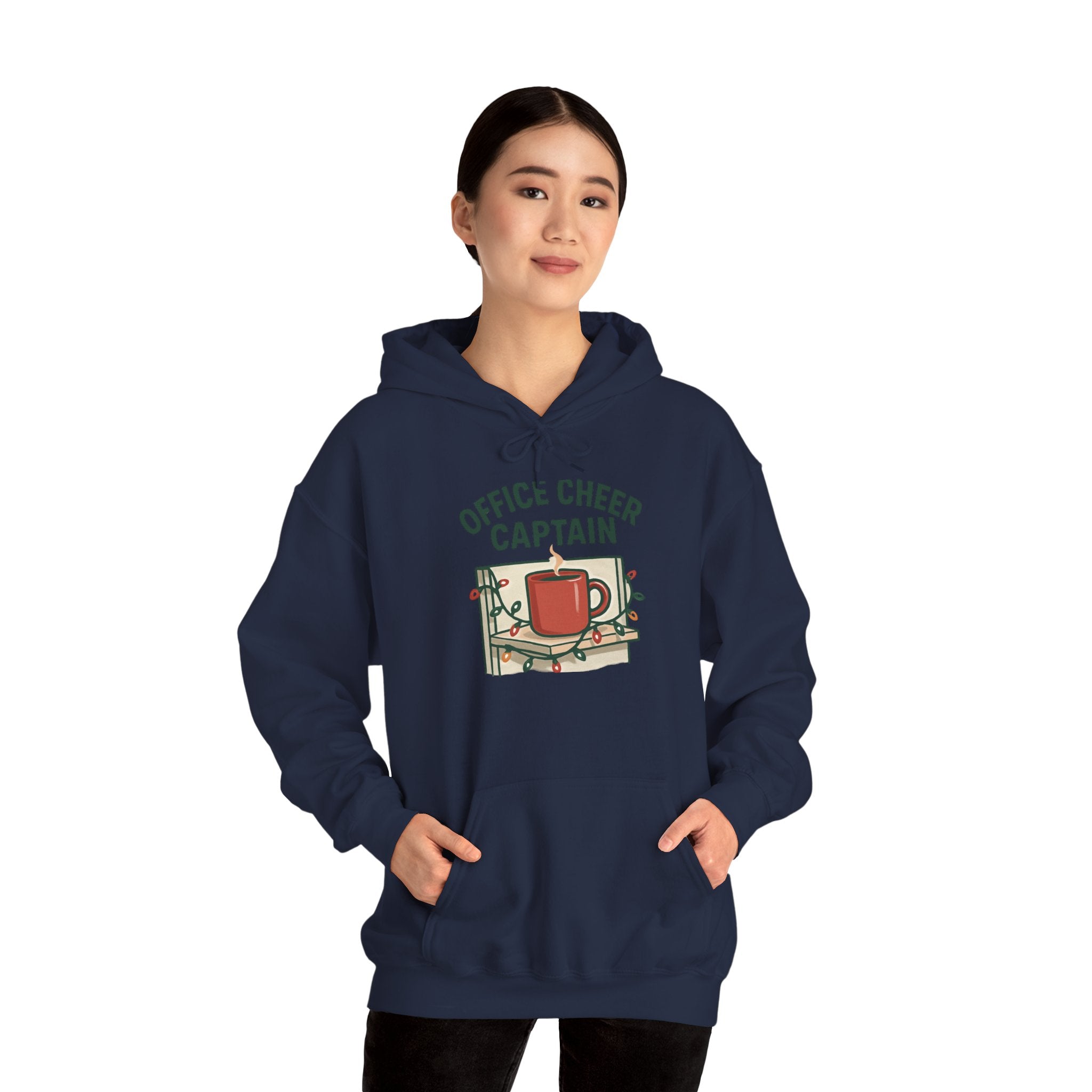 Office Cheer Captain Hoodie — Festive Holiday Mug Christmas Sweatshirt