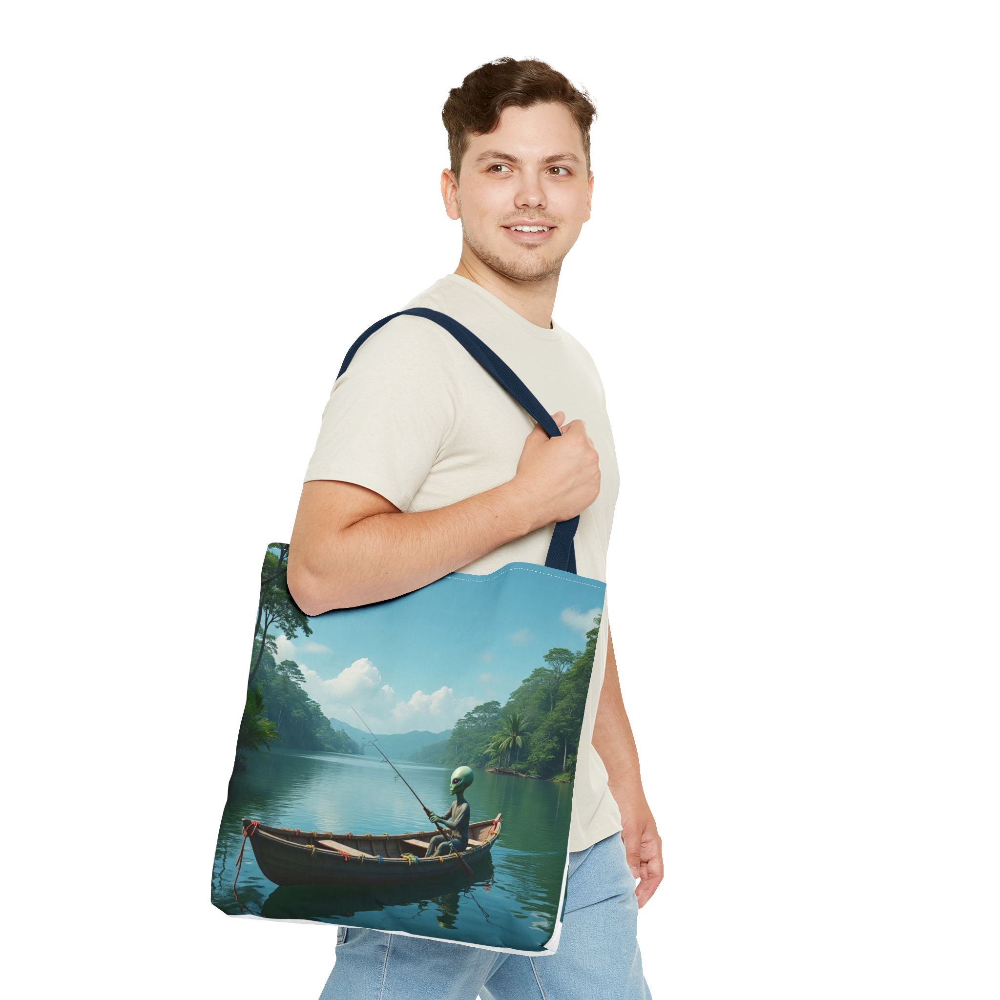 VYBZ Serene Alien Fishing Scenic Tote Bag