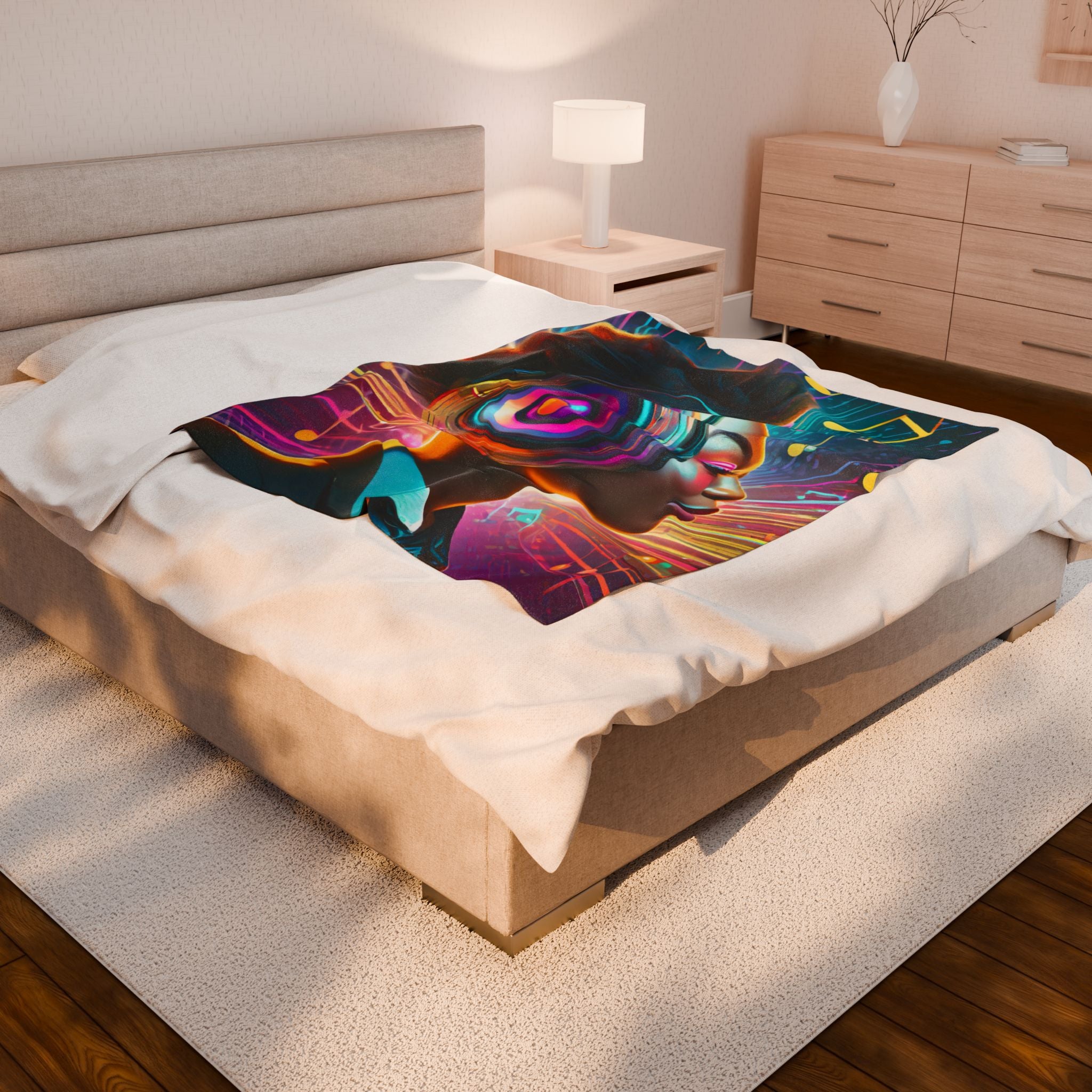 Vibrant Music Lover's Velveteen Plush Blanket