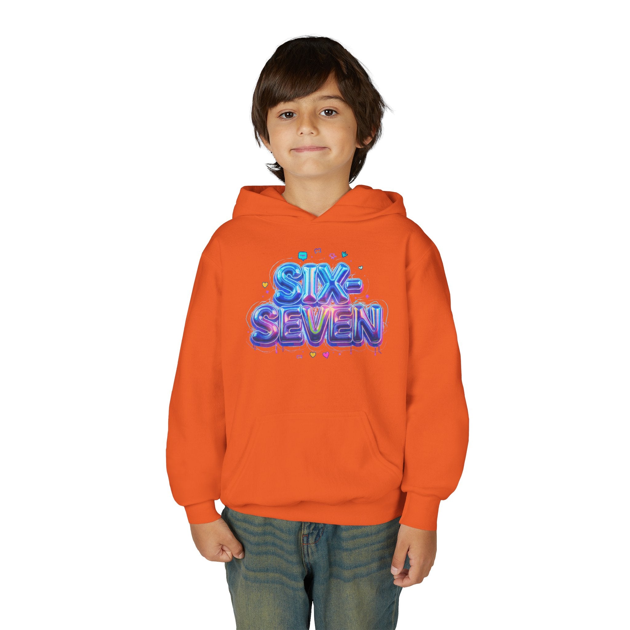 Youth Hoodie — "Six Seven" Colorful 3D Balloon Text Graphic