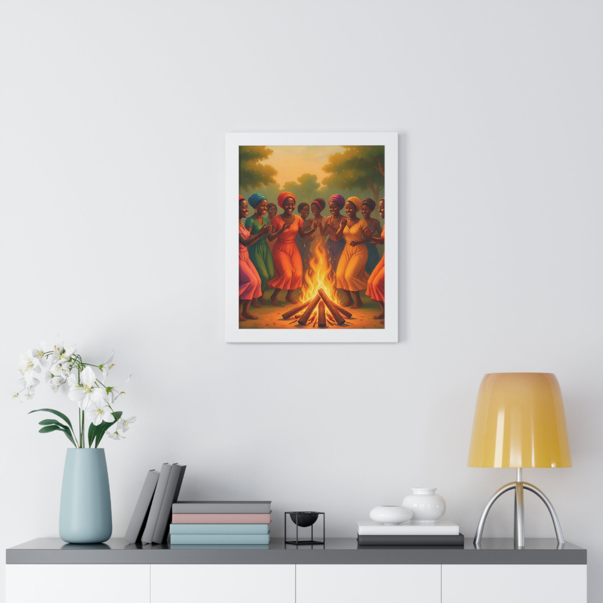African Women Dance Bonfire Poster