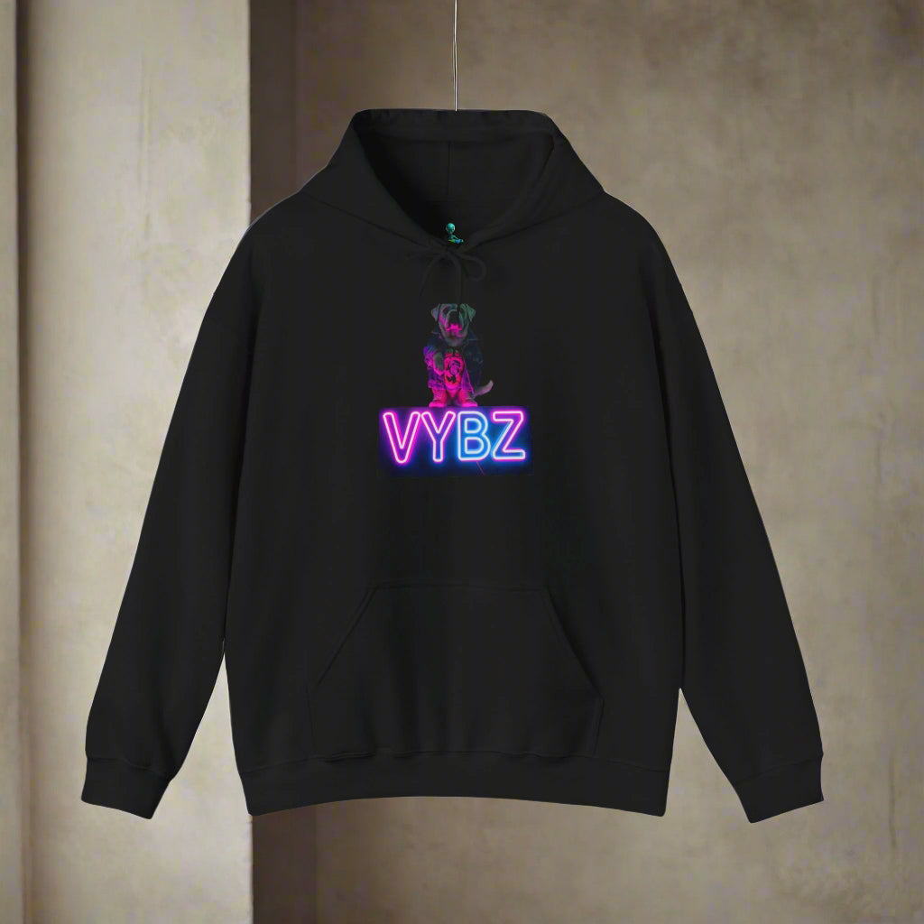 VYBZ Neon Dog Vibe Hoodie, Dog Lover Gift, Unisex Sweatshirt, Cozy Fashion, Music Festival Apparel, Streetwear Style