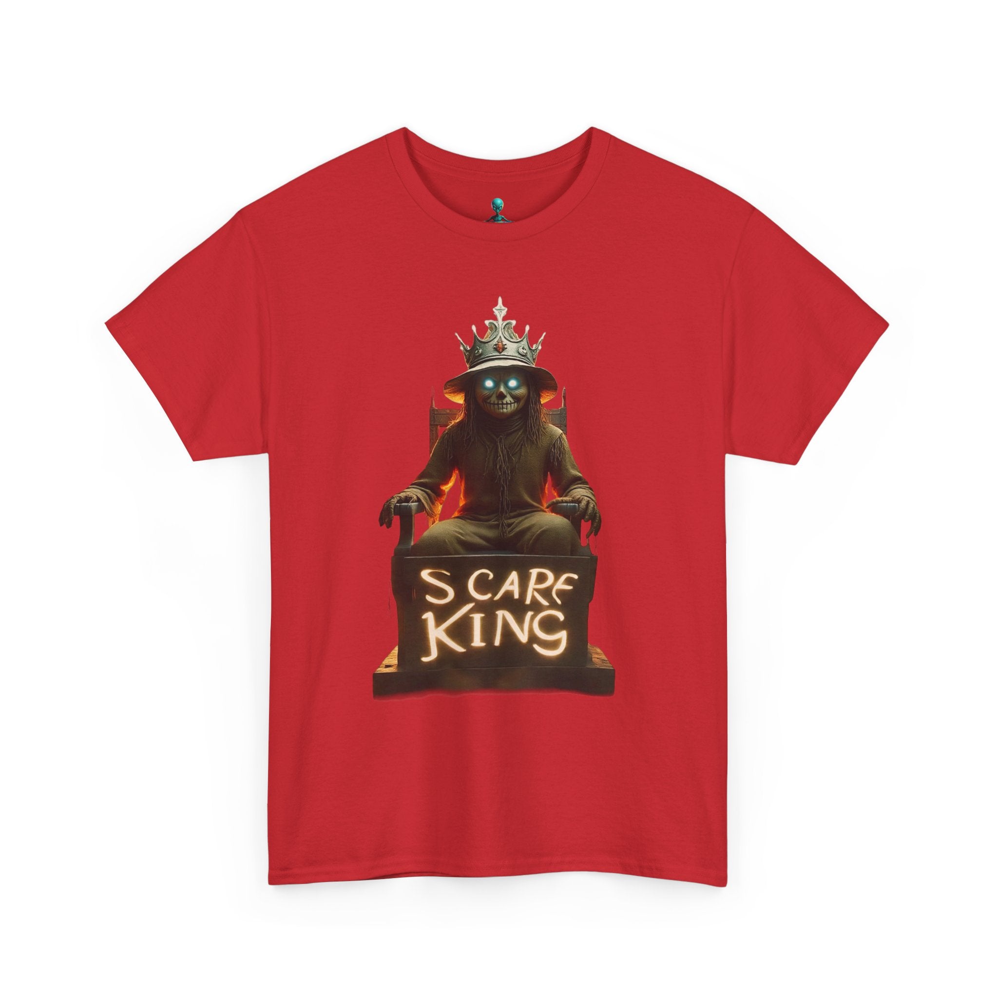 VYBZ Scare King Unisex Heavy Cotton Tee, Halloween Shirt, Horror Tee, Graphic T-Shirt, Scary Costume Top, Gift for Spooky Lovers