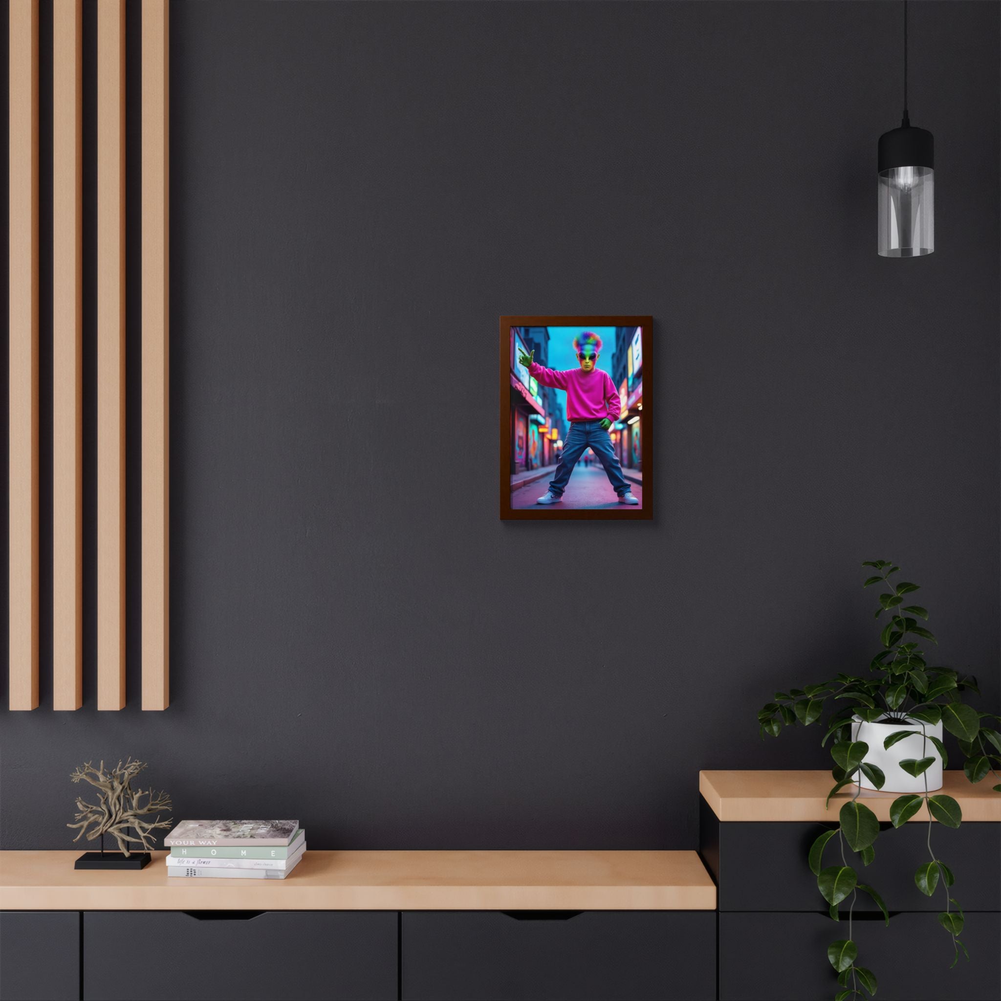 Vibrant Framed Poster, Colorful Wall Art for Home Décor, Funky Room Decoration, Unique Gift for Art Lovers, Retro Vibes, Pop Culture