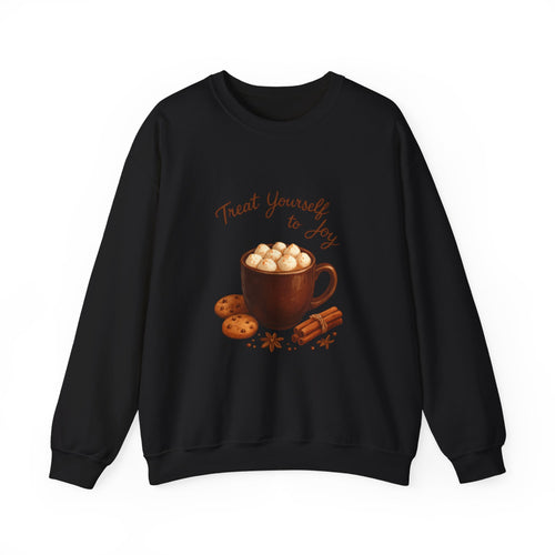 Cozy Hot Cocoa Sweatshirt — "Treat Yourself to Joy" Crewneck