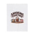 Savoring Together Plush Blanket | coffee cocoa tea cozy, caffeine crew