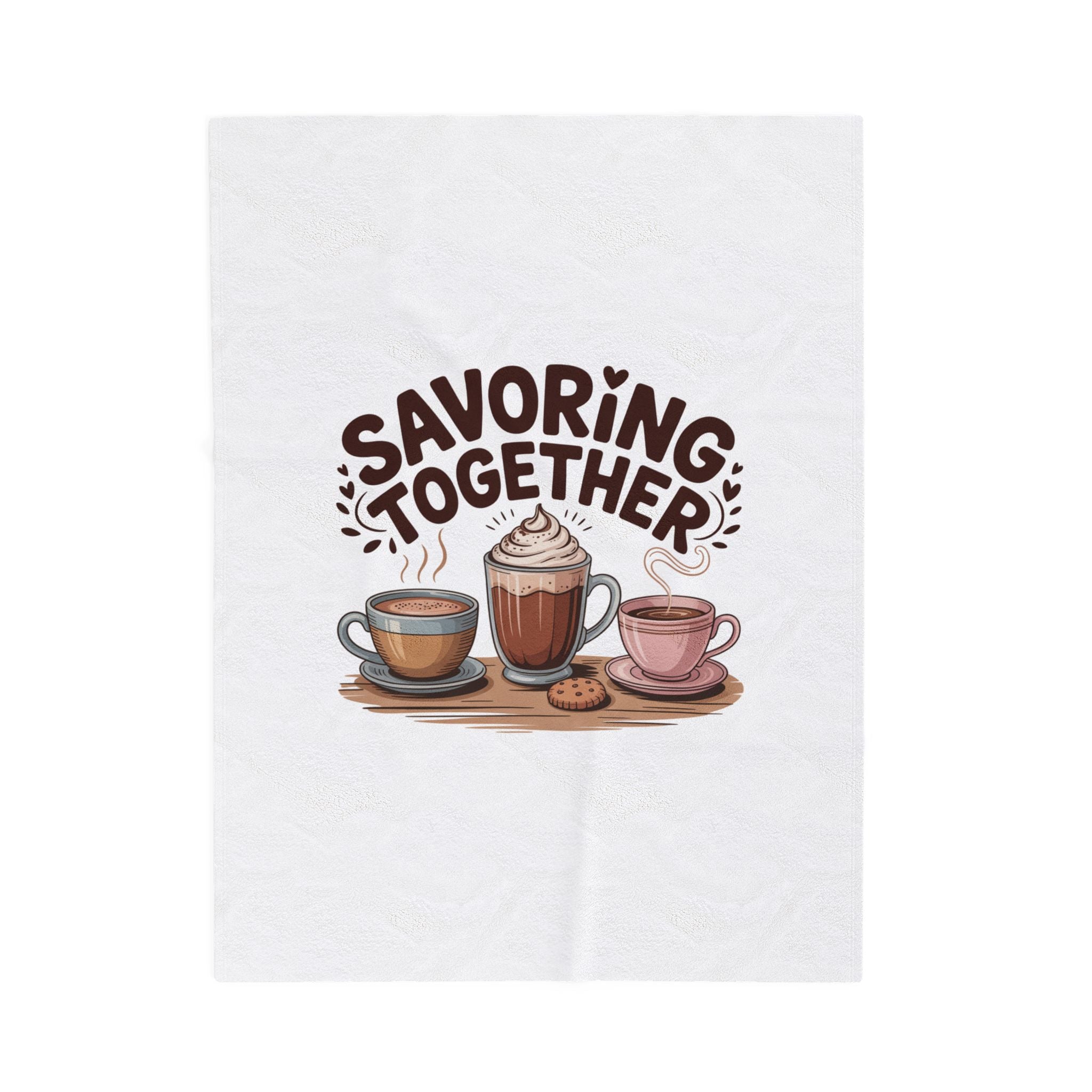 Savoring Together Plush Blanket | coffee cocoa tea cozy, caffeine crew