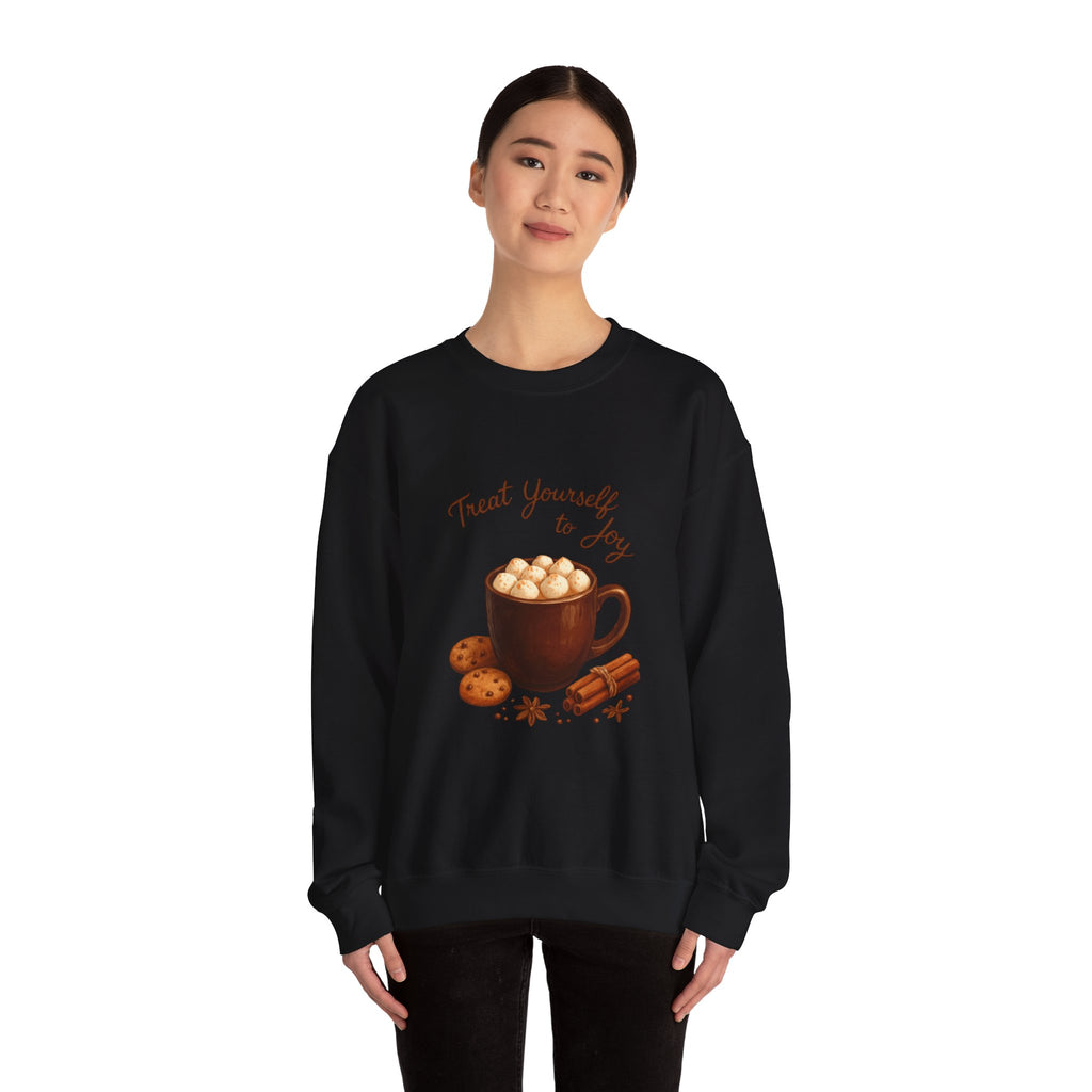 Cozy Hot Cocoa Sweatshirt — "Treat Yourself to Joy" Crewneck