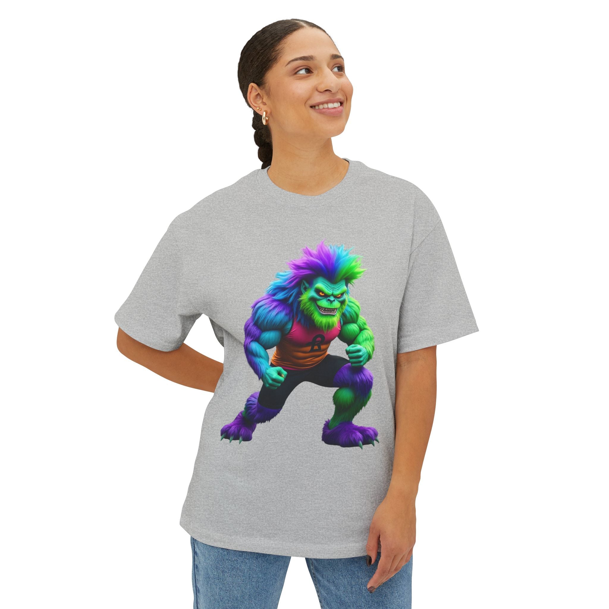 VYBZ Colorful Monster Graphic Tee, Fun Unisex Boxy Shirt, Casualwear for Kids & Adults, Gifts for Birthdays, Festivals, Summer Vibes, Streetwear