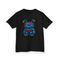 Kids Tee — 'Plugz' Cartoon Monster Front + "Stay Plugged In!" Neon Back