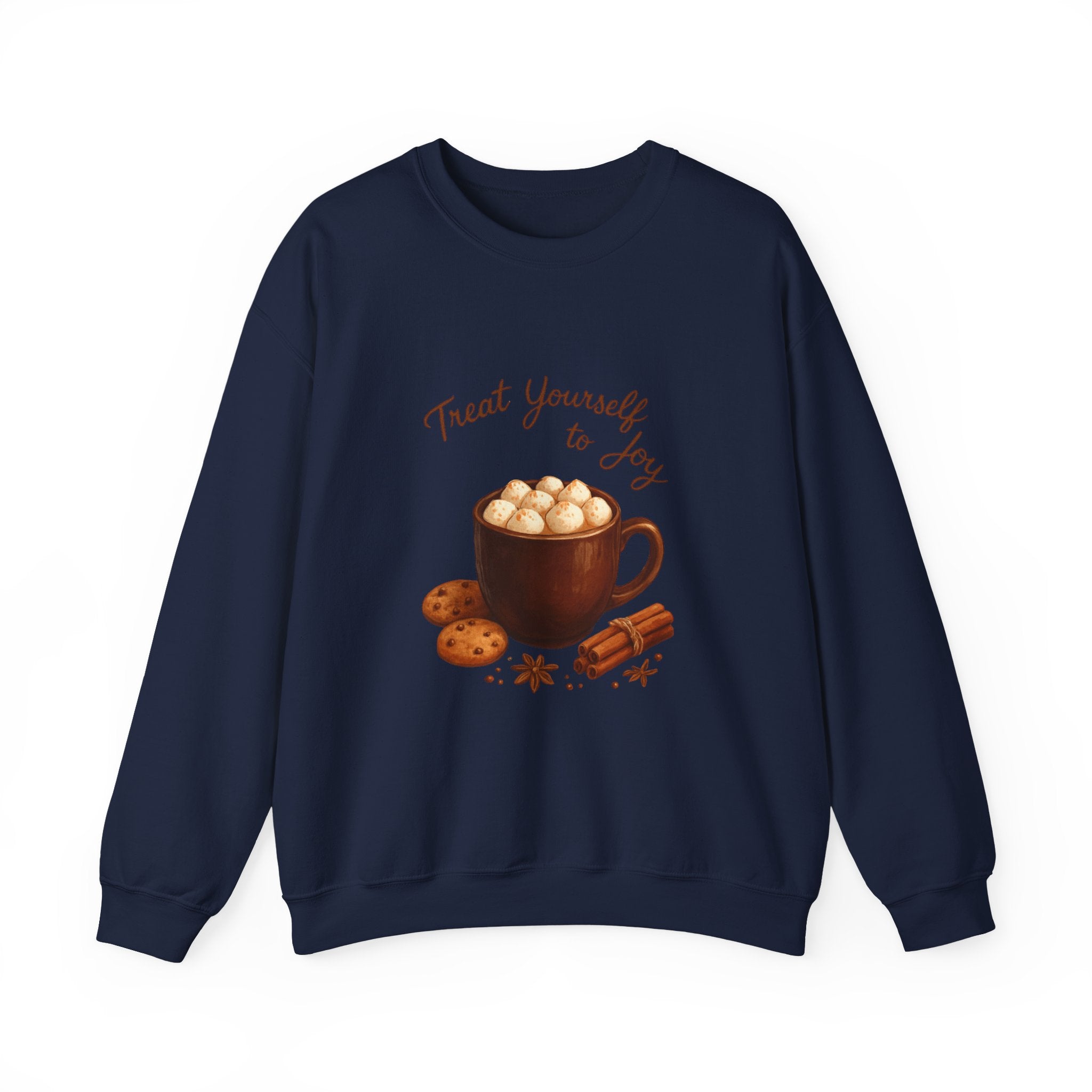 Cozy Hot Cocoa Sweatshirt — "Treat Yourself to Joy" Crewneck