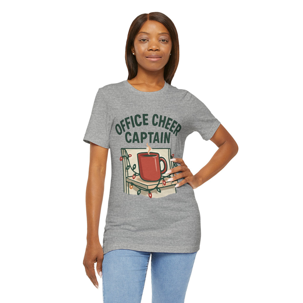 Office Cheer Captain Tee — Holiday Coffee Mug Christmas Work Shirt