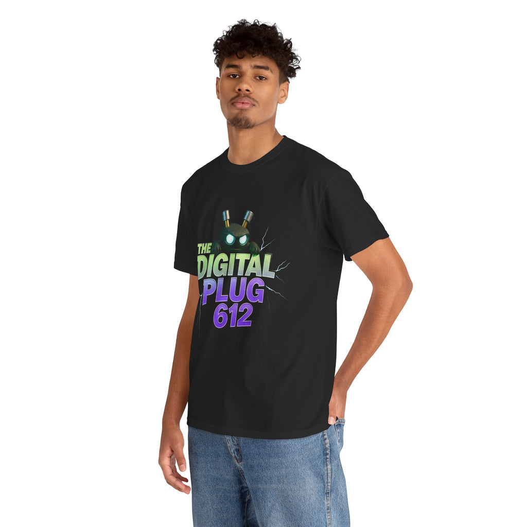 The Digital Plug 612 Tee — Retro Neon Tech Graphic T-Shirt