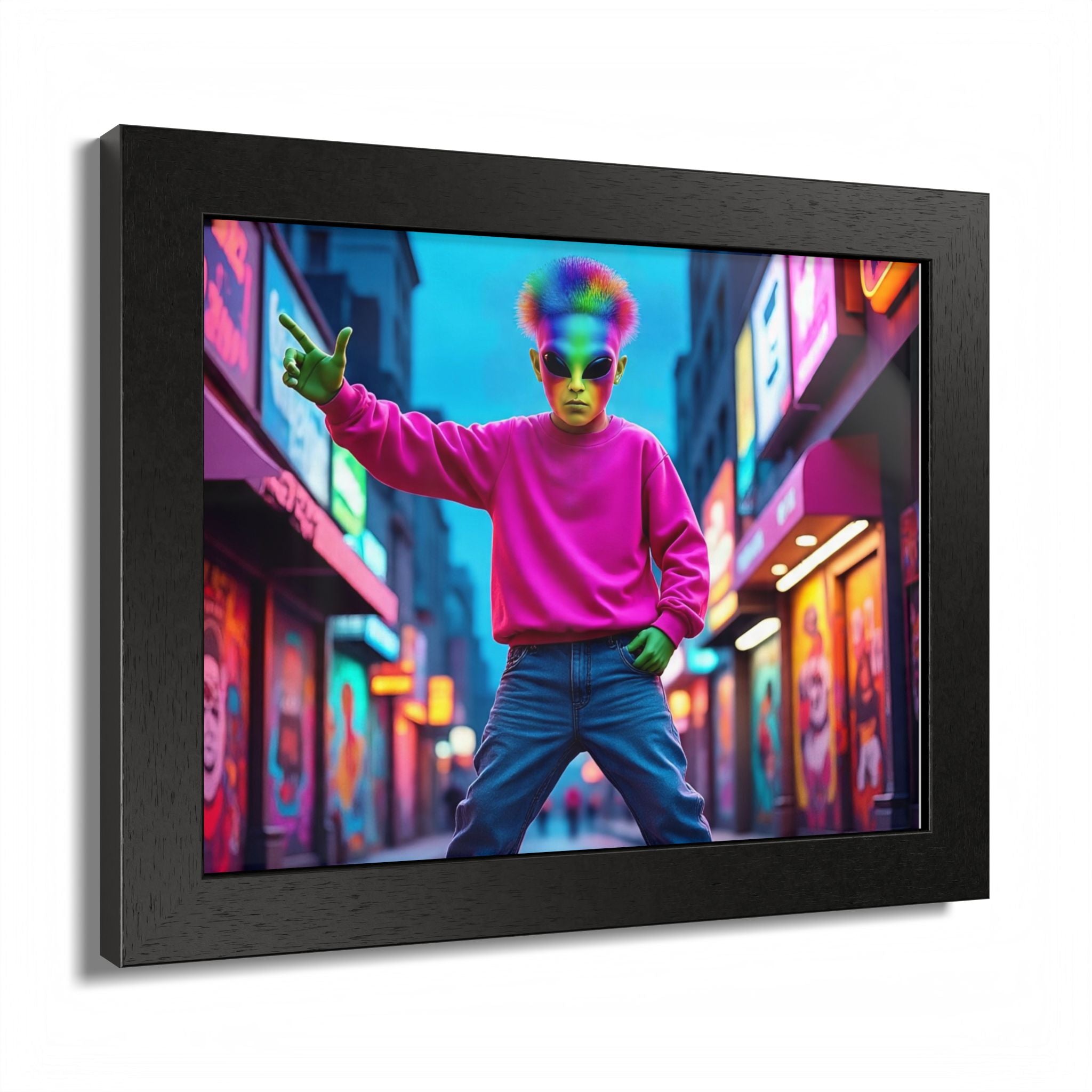 Vibrant Framed Poster, Colorful Wall Art for Home Décor, Funky Room Decoration, Unique Gift for Art Lovers, Retro Vibes, Pop Culture