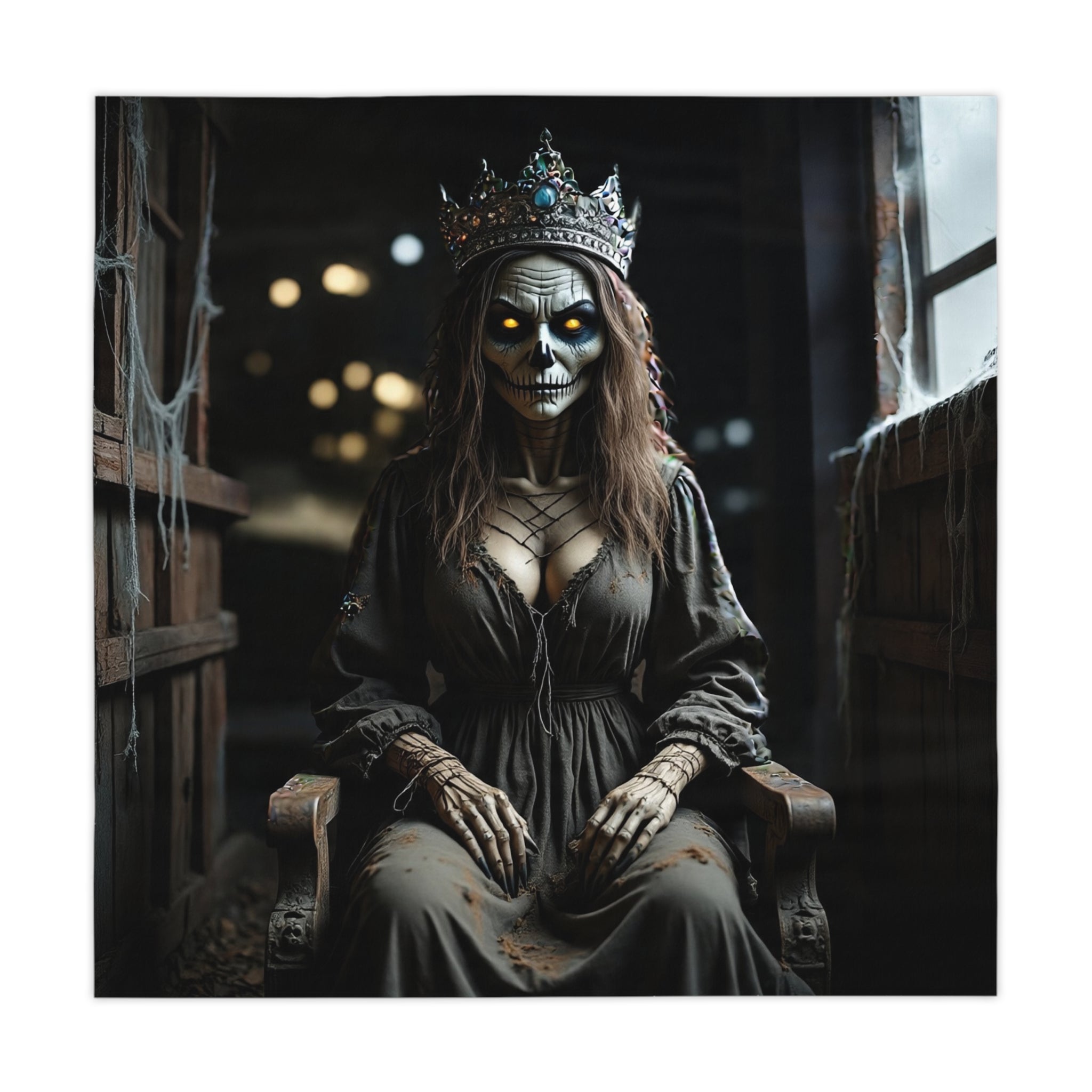 Spooky Queen Tablecloth | Halloween Decor, Table Cover, Gothic Home Accent, Dark Aesthetic, Witchy Table Setting