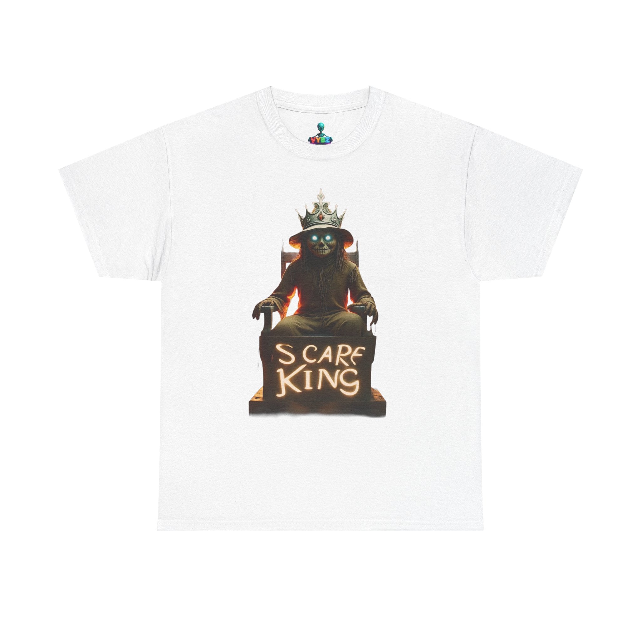 VYBZ Scare King Unisex Heavy Cotton Tee, Halloween Shirt, Horror Tee, Graphic T-Shirt, Scary Costume Top, Gift for Spooky Lovers