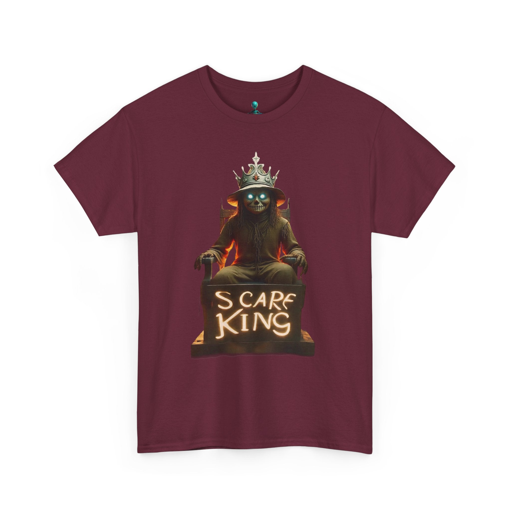 VYBZ Scare King Unisex Heavy Cotton Tee, Halloween Shirt, Horror Tee, Graphic T-Shirt, Scary Costume Top, Gift for Spooky Lovers
