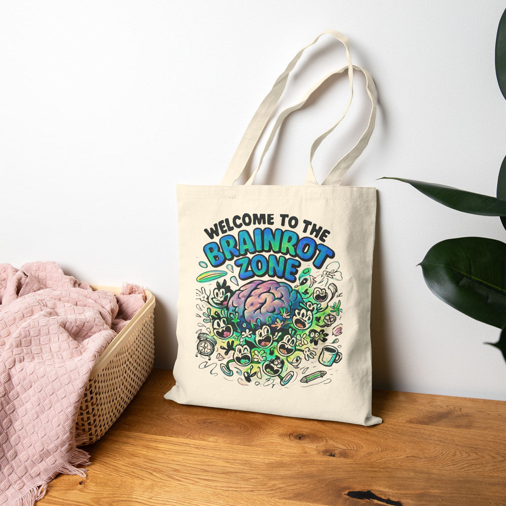 Brainrot Zone Cotton Canvas Tote Bag