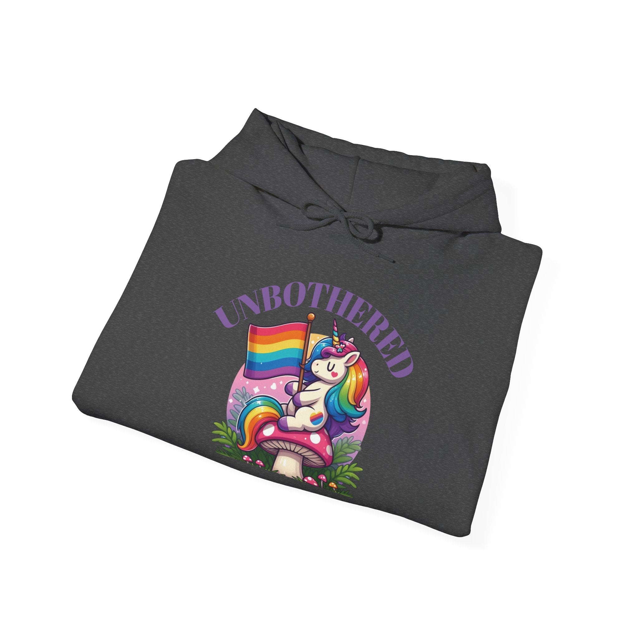 VYBZ "UNBOTHERED" Hoodie for All Ages, LGBTQ+ Gift, Cozy Sweatshirt, Cute Animal Apparel, Fun Pride Merchandise