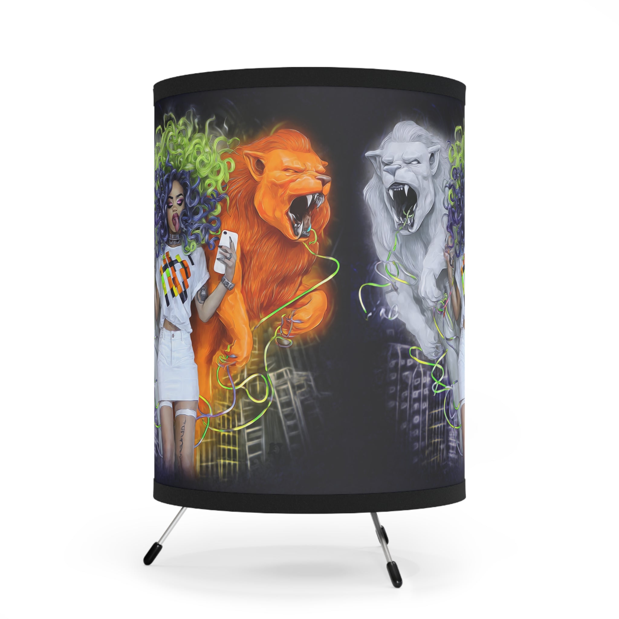 Eye-Catching Tripod Lamp with High-Res Artistic Shade | Perfect Home Decor, Unique Gift, Colorful Lighting, Stylish Lamp, Modern Art Decor