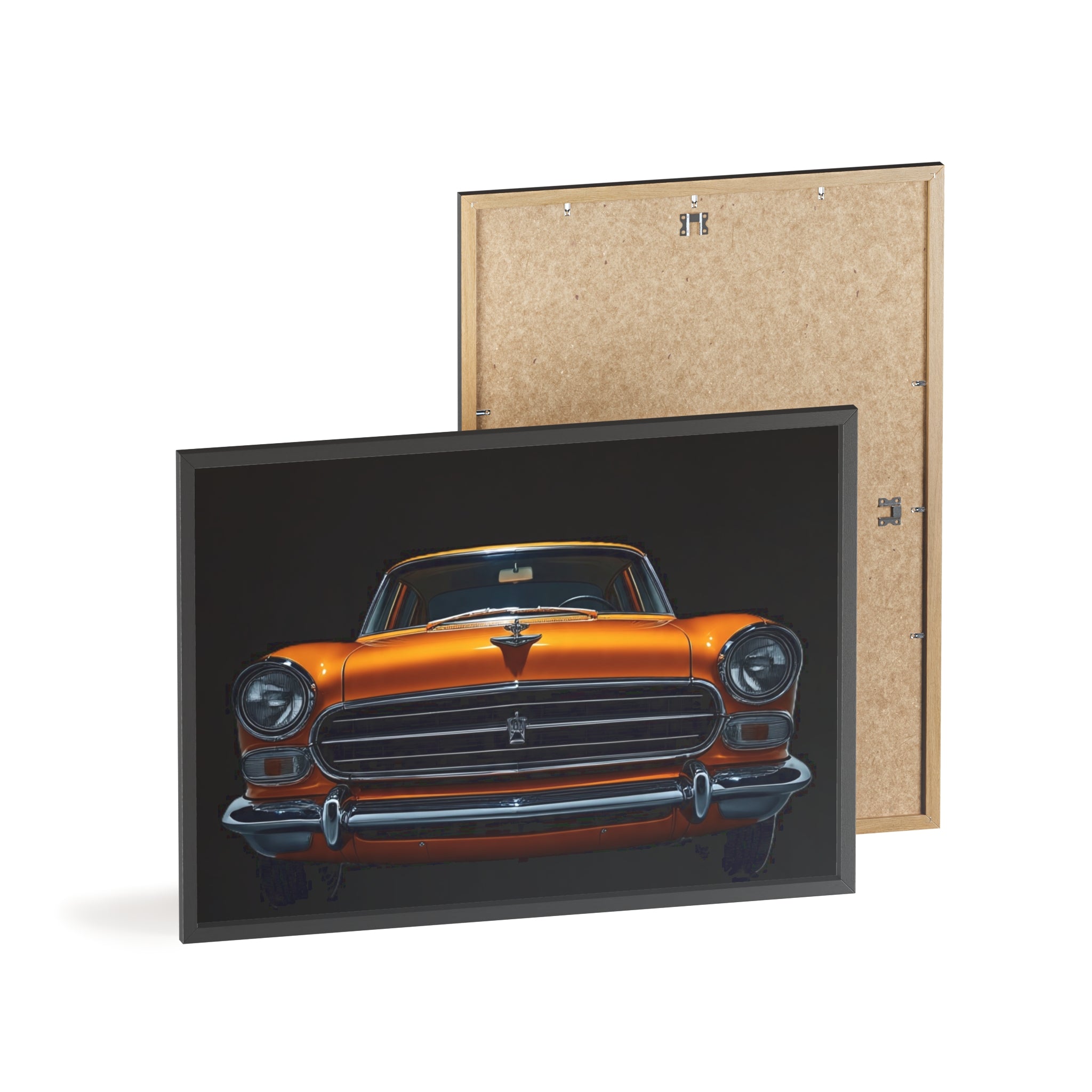 Classic Car Art Poster with Wooden Frame, Vintage Auto Decor, Gift for Car Lovers, Retro Wall Art, Home & Office Decoration