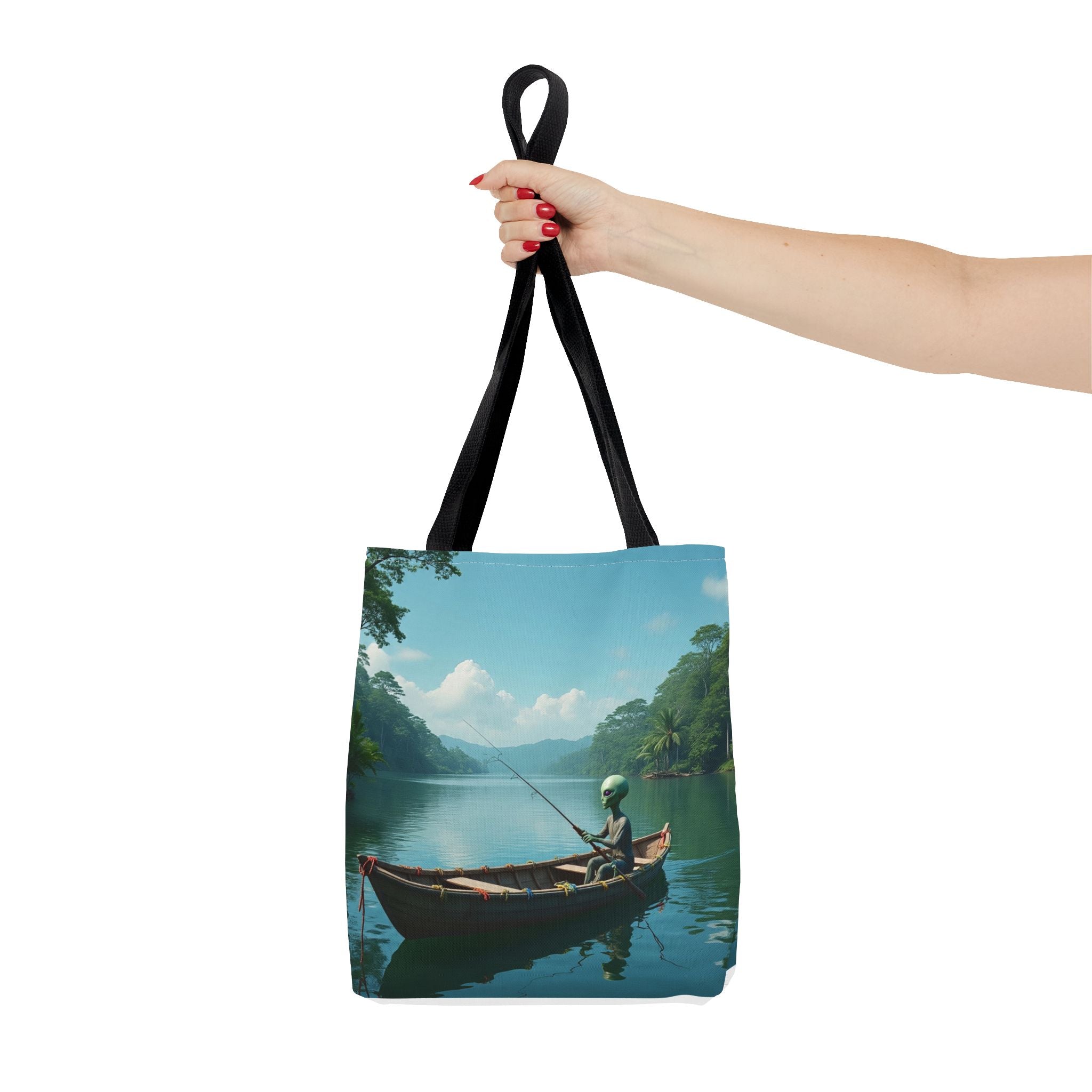 VYBZ Serene Alien Fishing Scenic Tote Bag