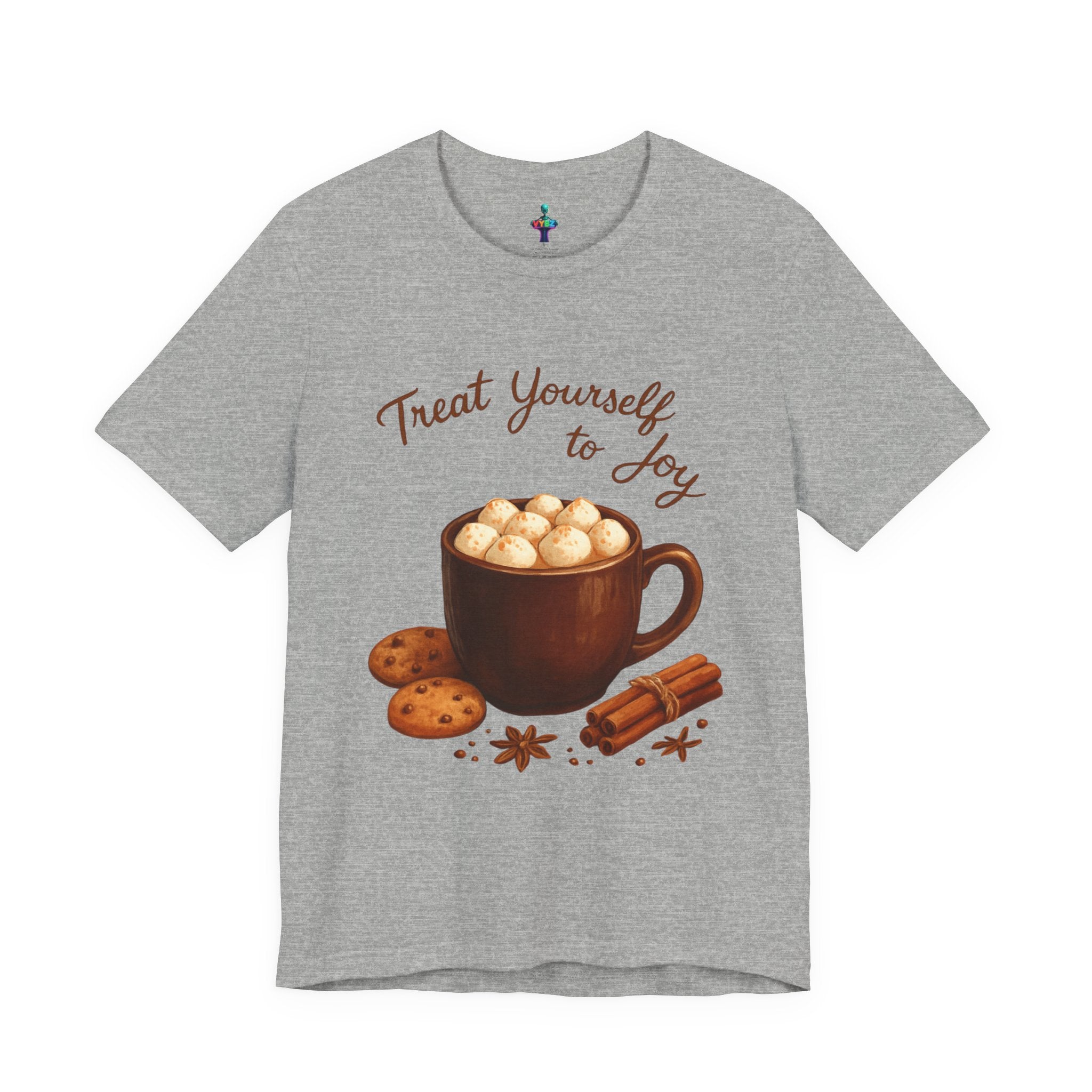 Hot Cocoa Tee — "Treat Yourself to Joy" Holiday Graphic Shirt