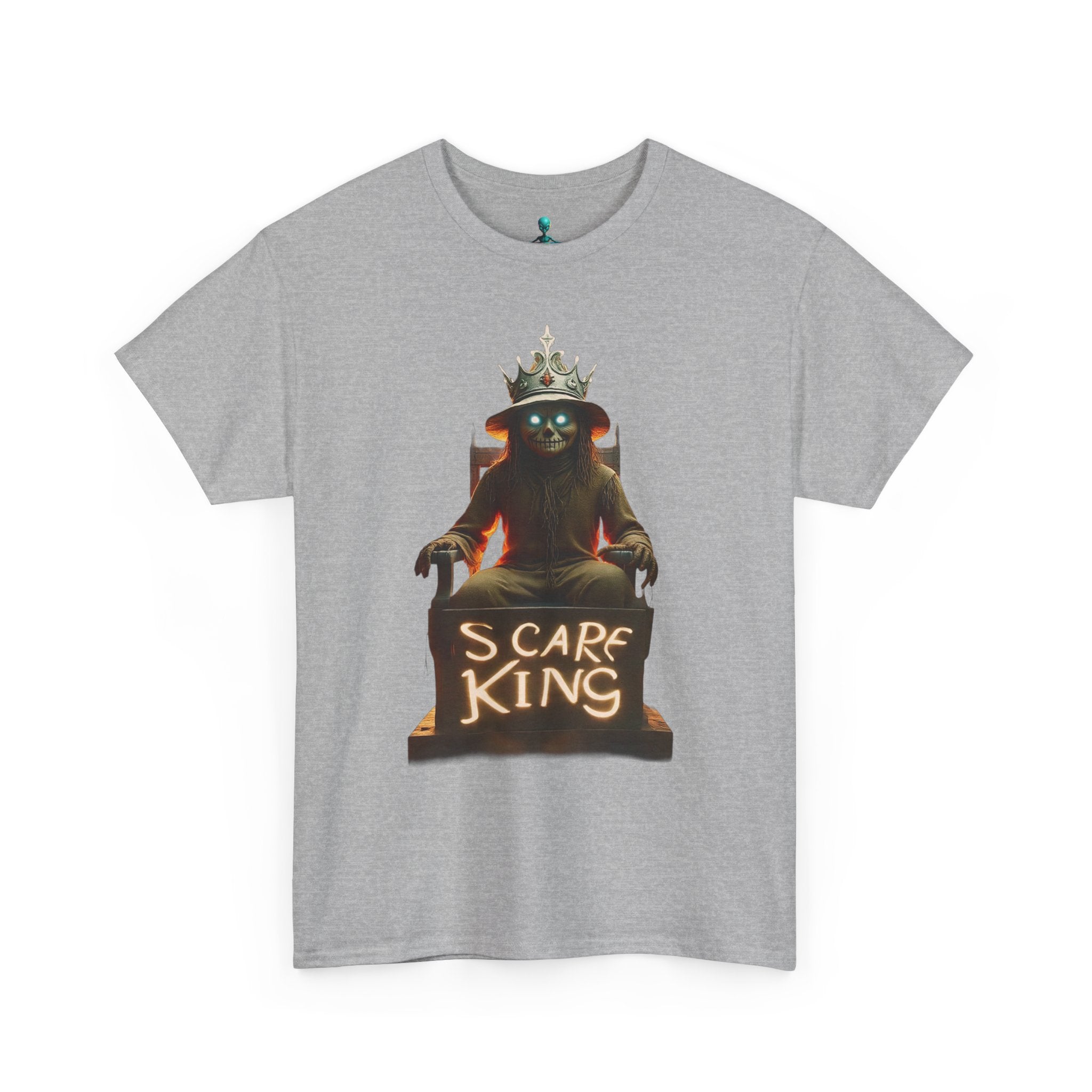 VYBZ Scare King Unisex Heavy Cotton Tee, Halloween Shirt, Horror Tee, Graphic T-Shirt, Scary Costume Top, Gift for Spooky Lovers