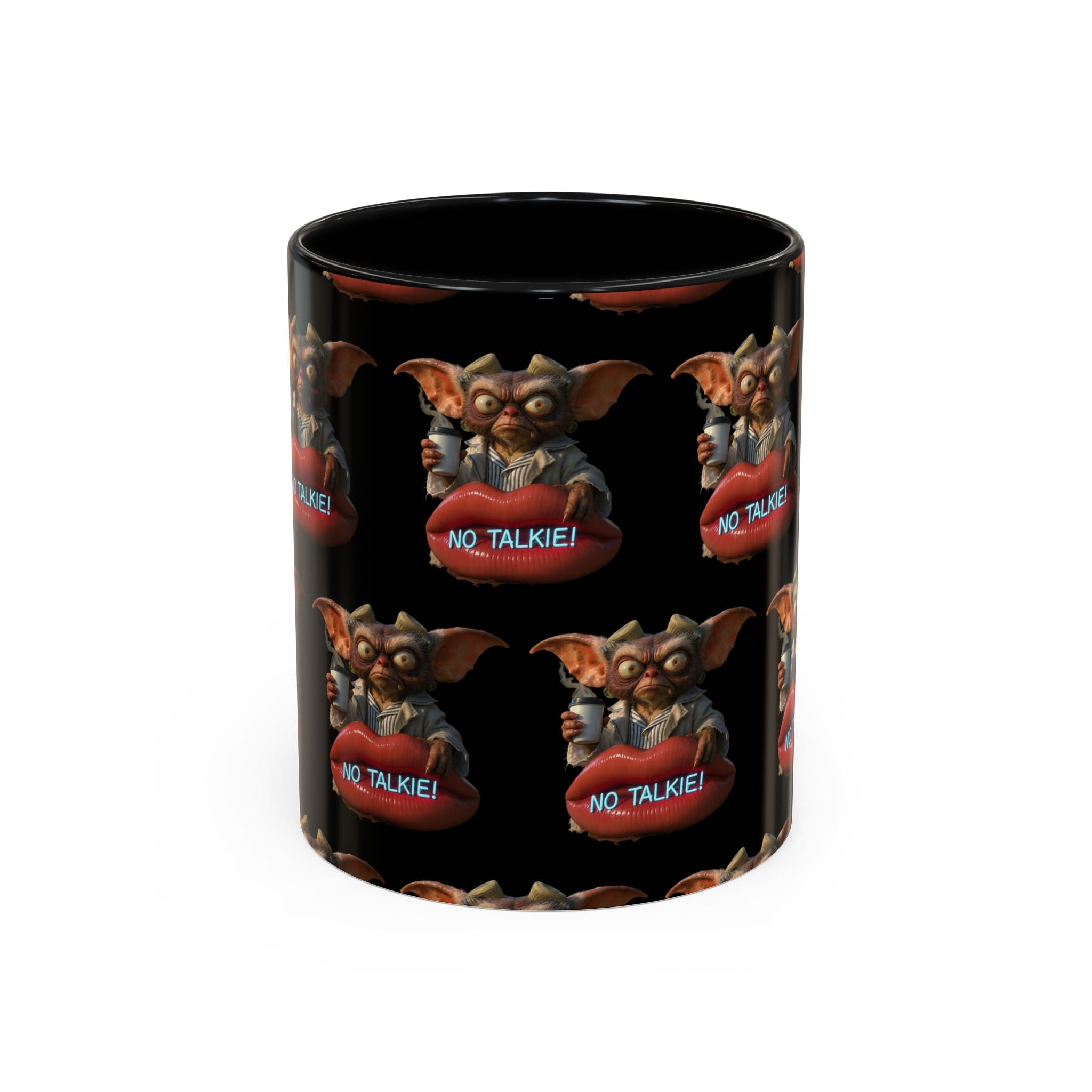 No Talkie Coffee Mug — Funny Grumpy Creature Accent Mug (11/15oz)