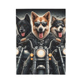 Motorcycle Dogs Velveteen Plush Blanket