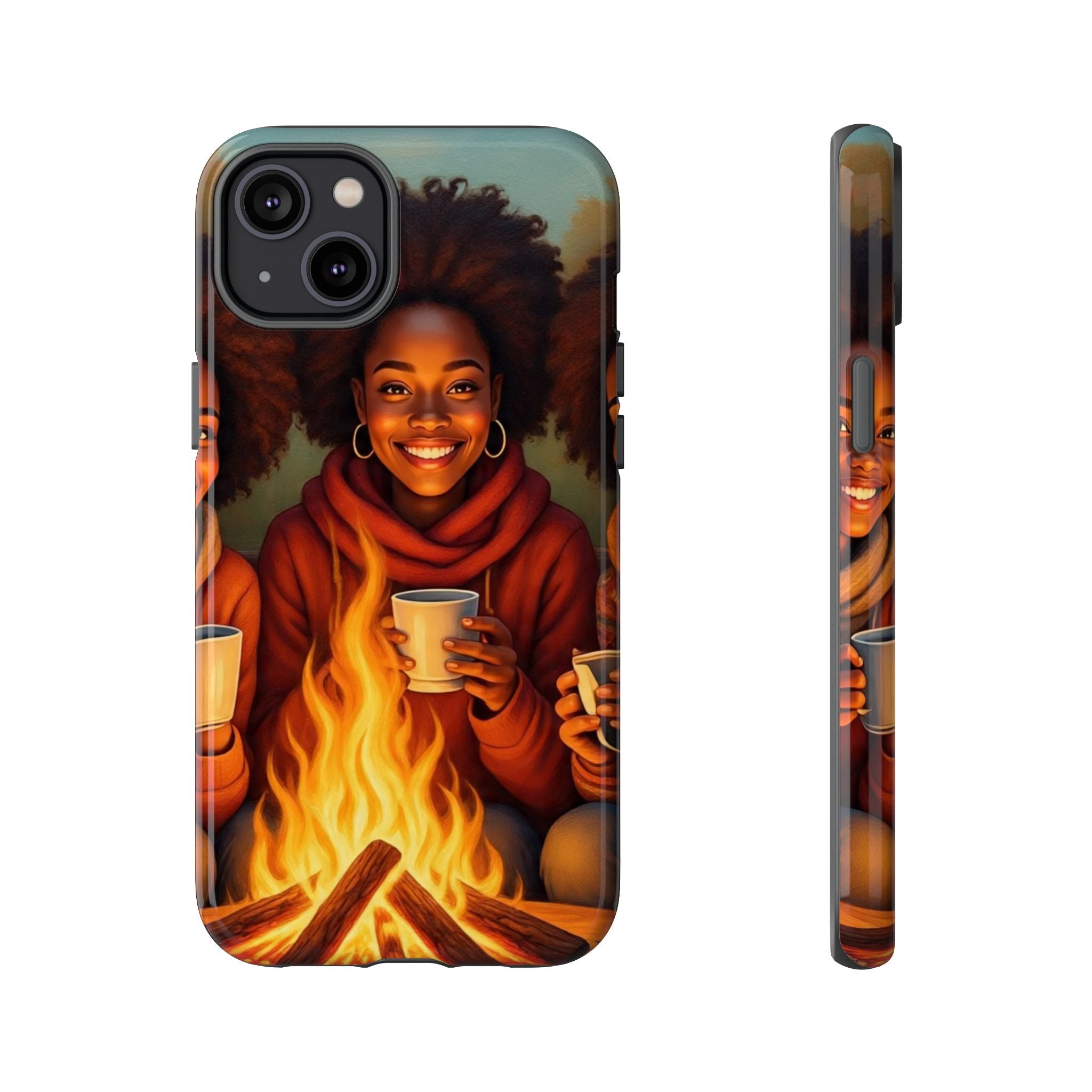 Cozy Phone Case for Campfire Lovers, Tough Cases with Inspirational Design, Perfect Gift for Friends, Birthday Present, Nature Vibe