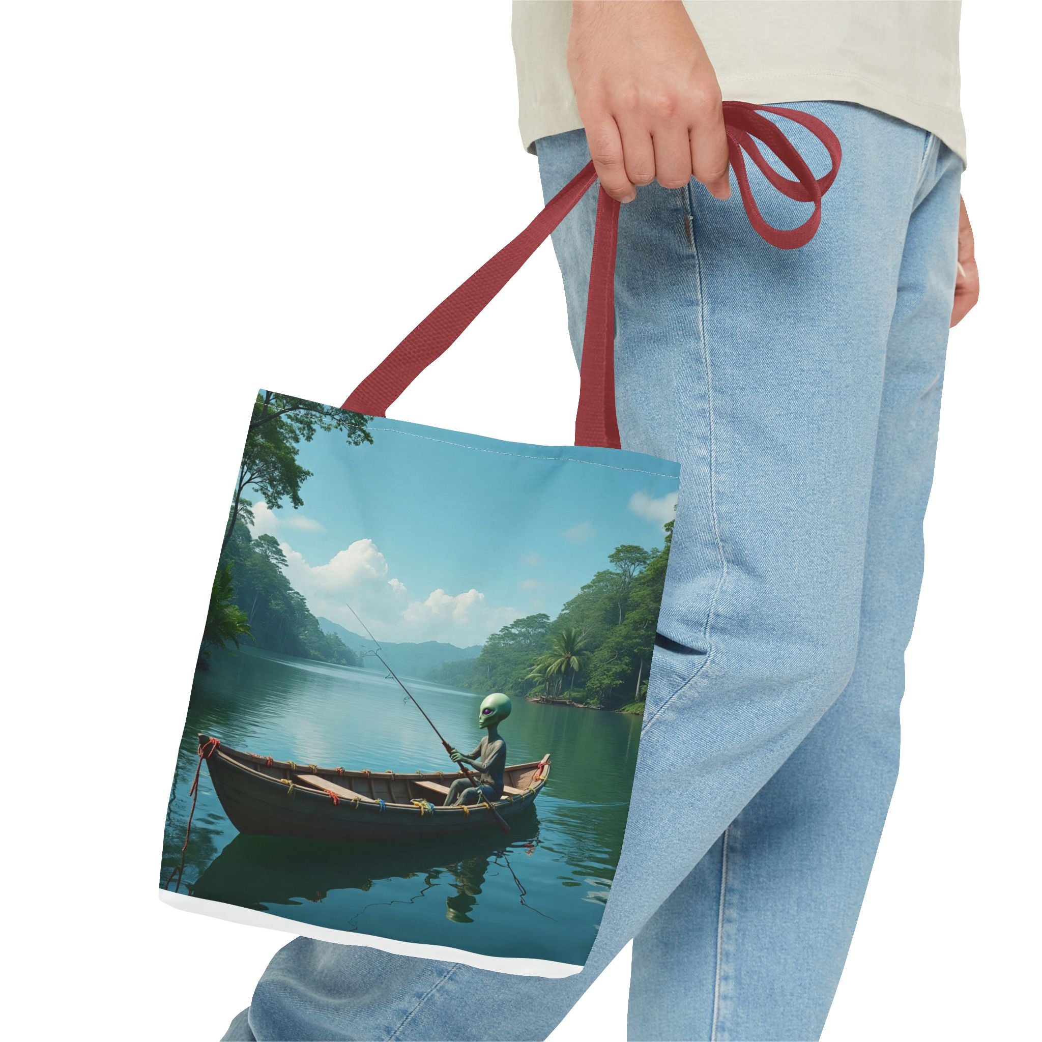 VYBZ Serene Alien Fishing Scenic Tote Bag