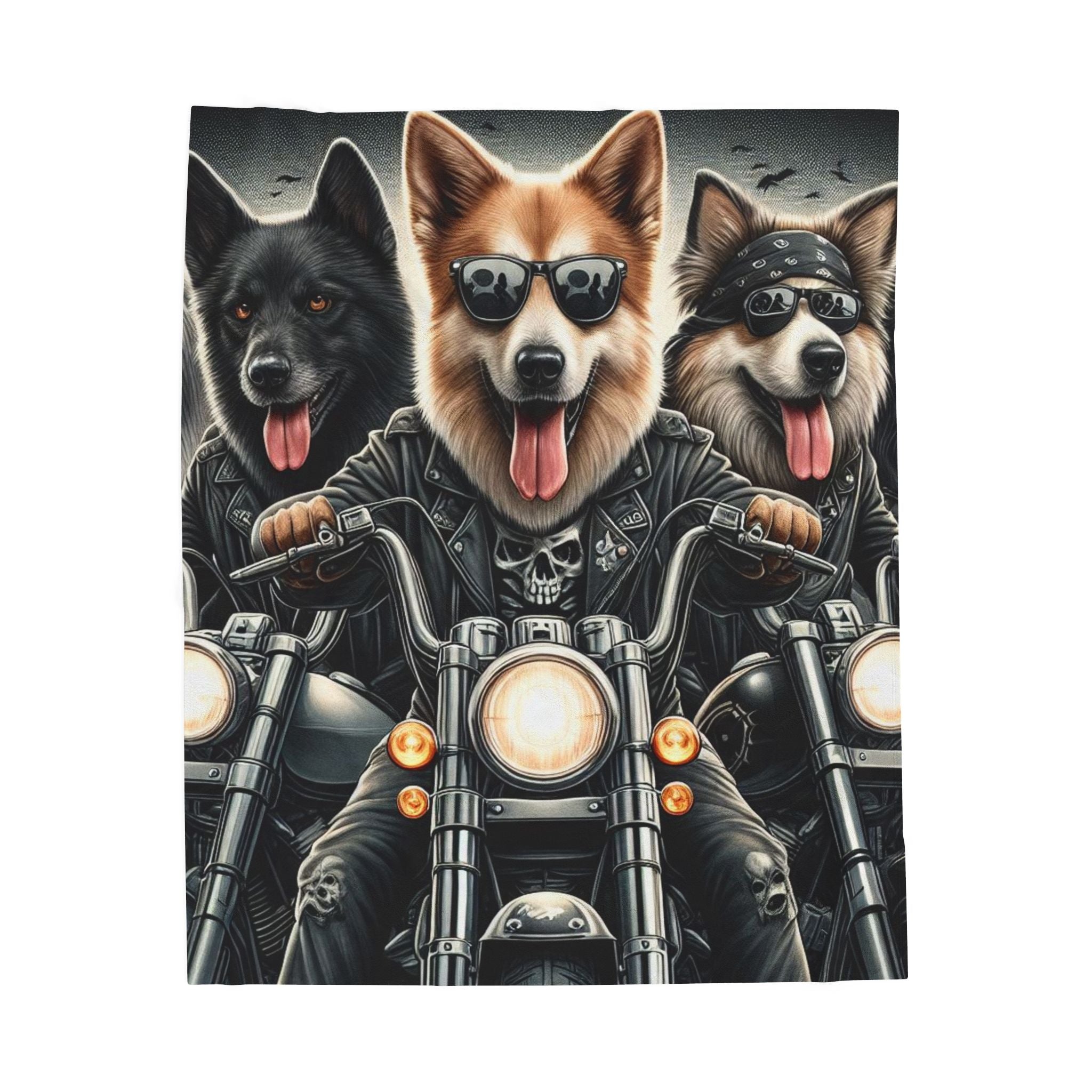 Motorcycle Dogs Velveteen Plush Blanket