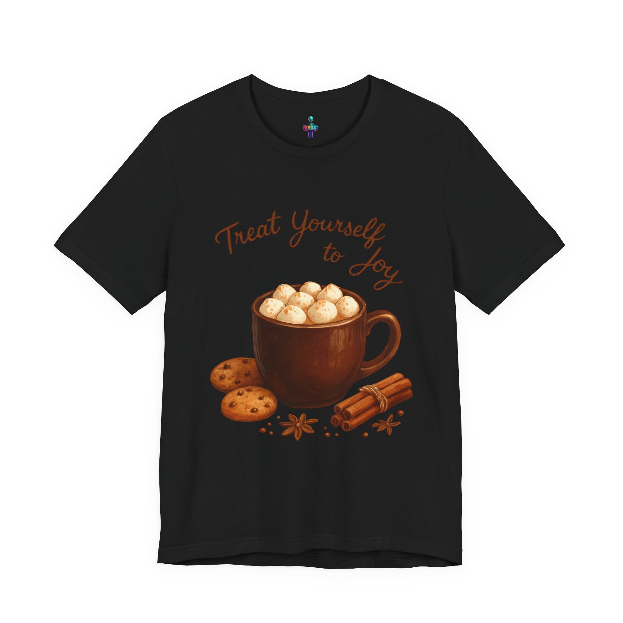 Hot Cocoa Tee — "Treat Yourself to Joy" Holiday Graphic Shirt