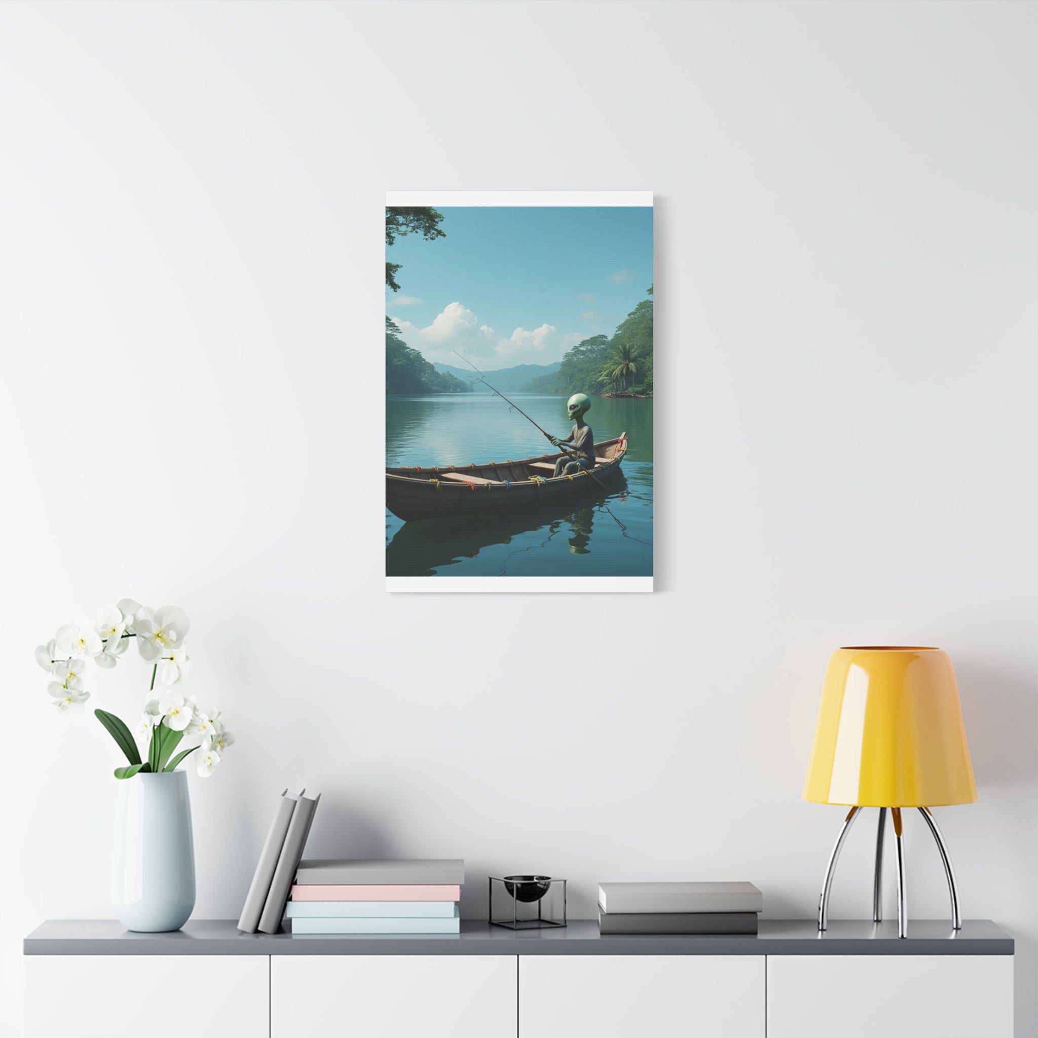Alien Fishing Canvas Art