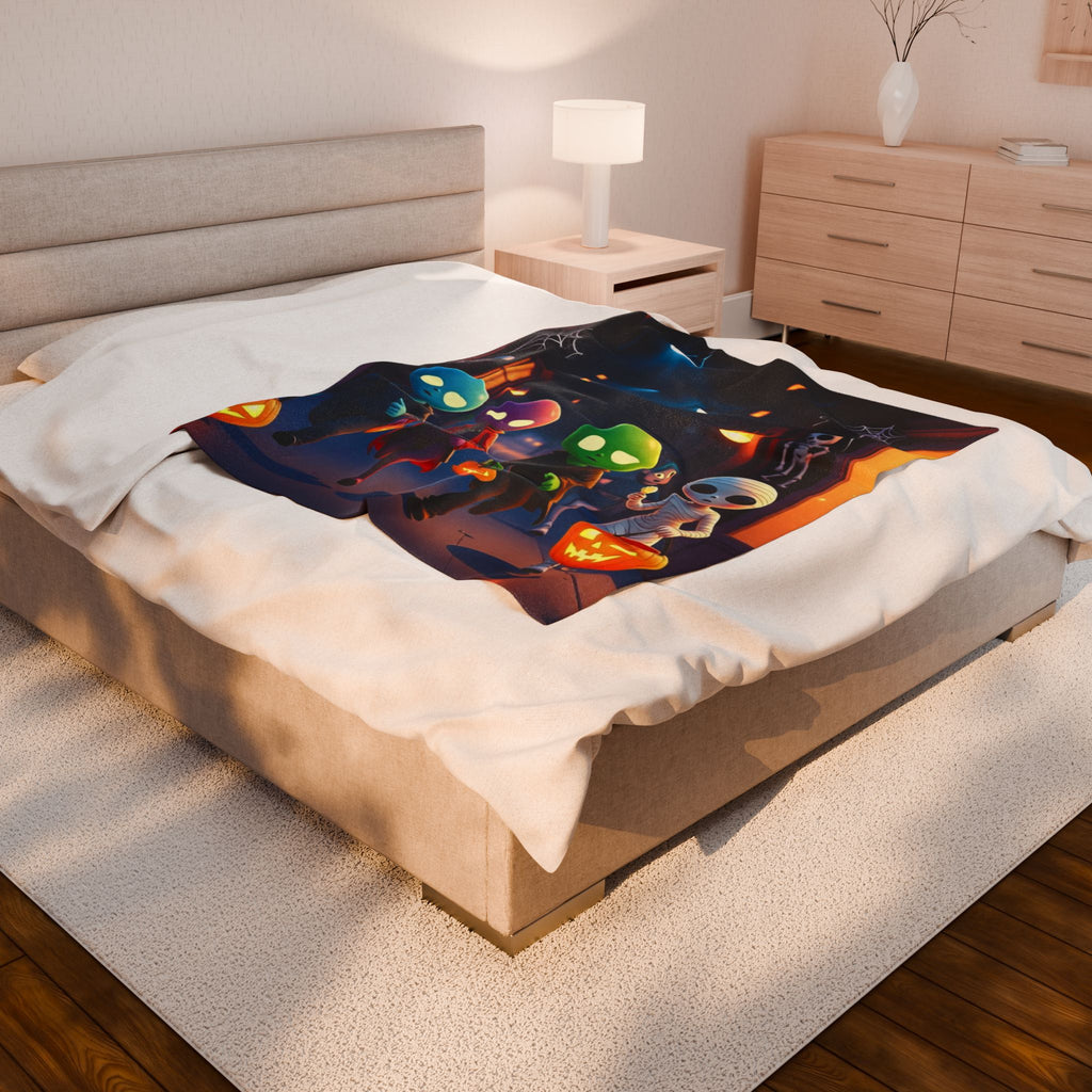 Aliens Trick or Treating Velveteen Plush Blanket