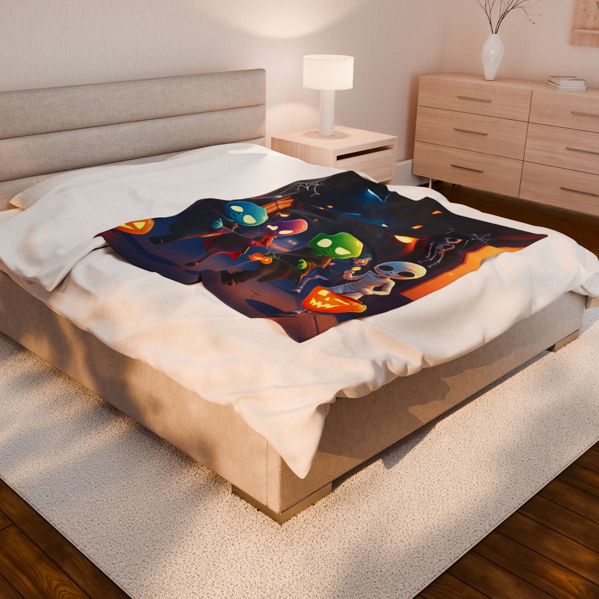 Aliens Trick or Treating Velveteen Plush Blanket