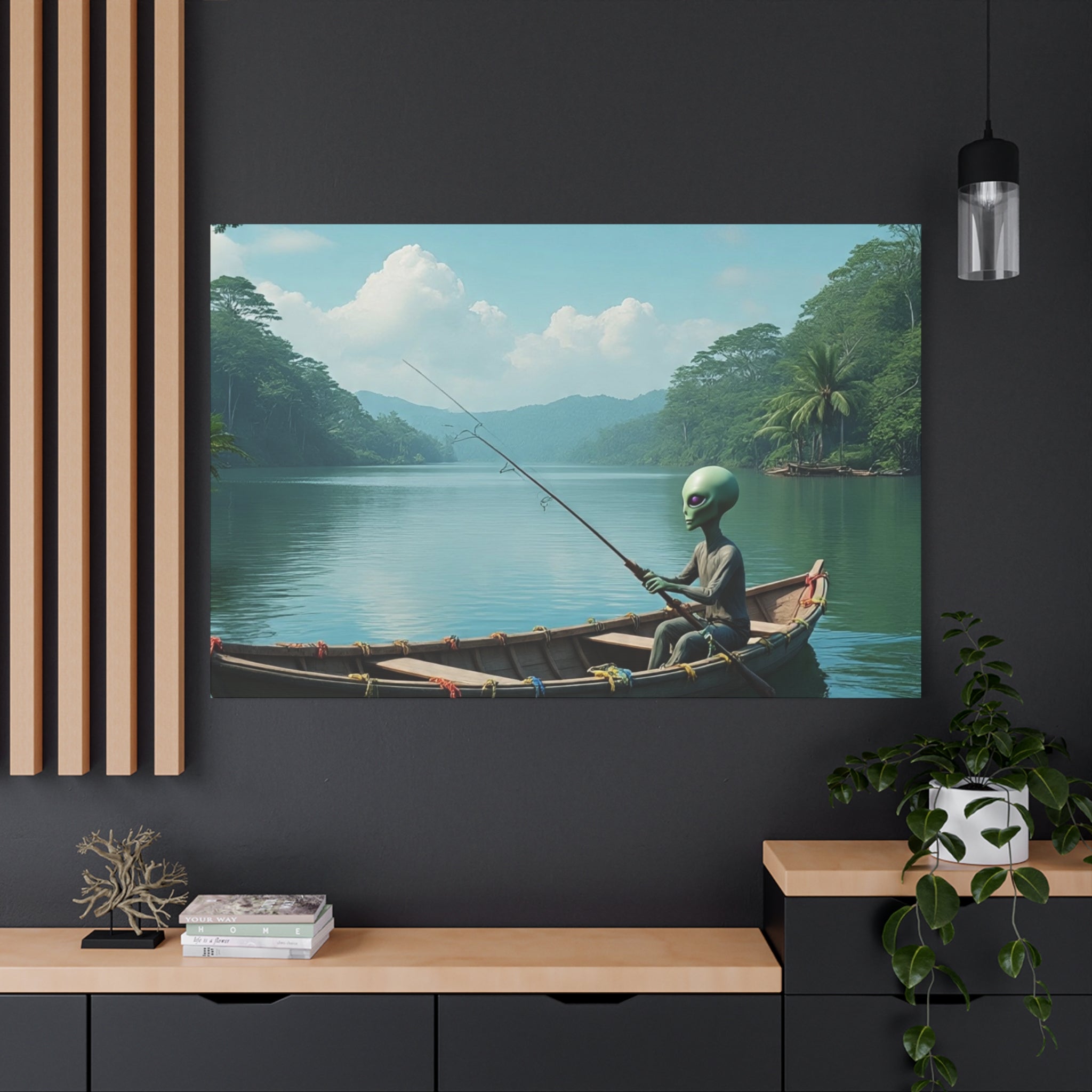 Alien Fishing Canvas Art