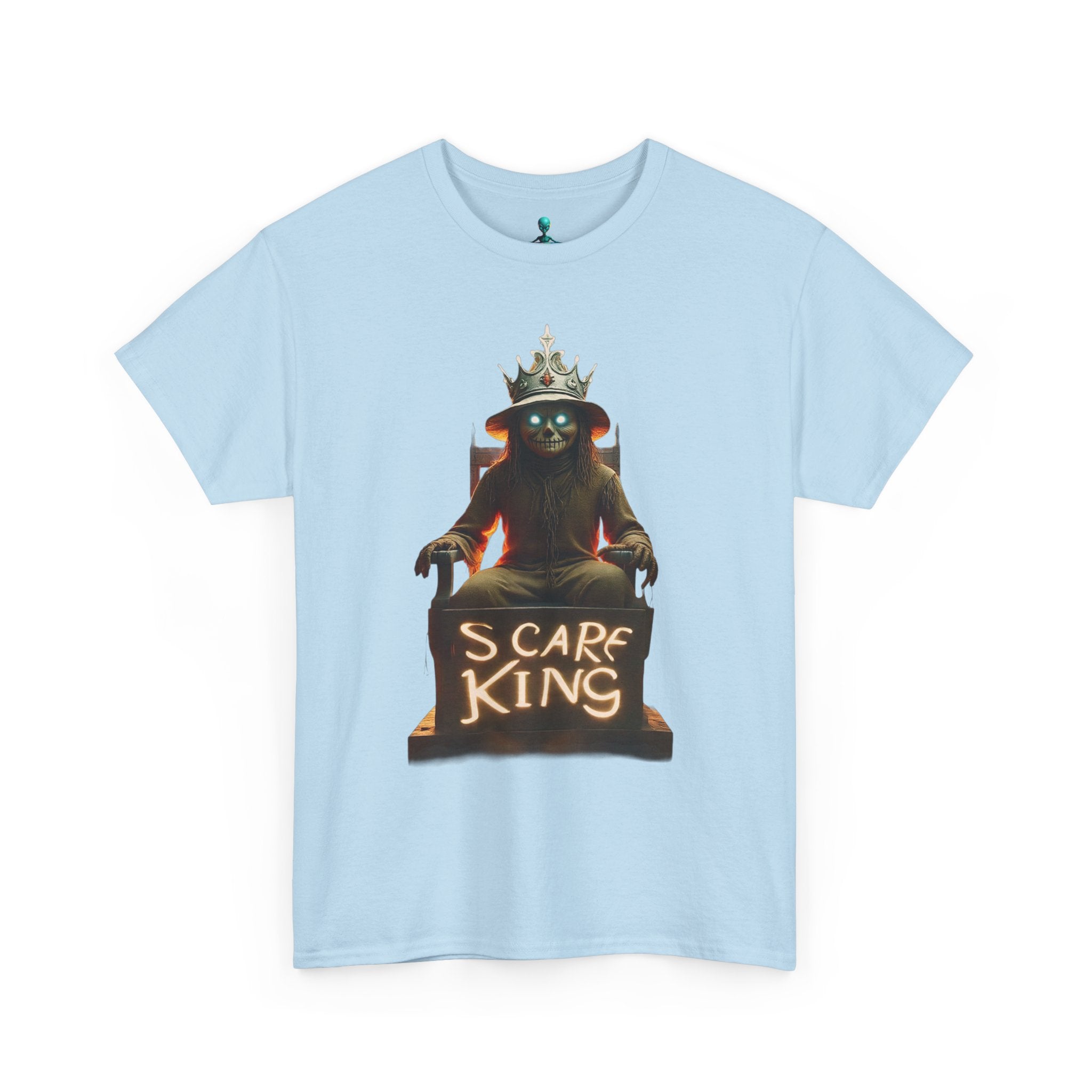 VYBZ Scare King Unisex Heavy Cotton Tee, Halloween Shirt, Horror Tee, Graphic T-Shirt, Scary Costume Top, Gift for Spooky Lovers