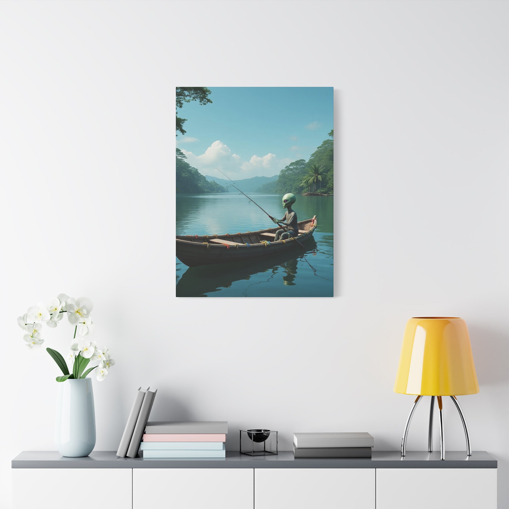 Alien Fishing Canvas Art