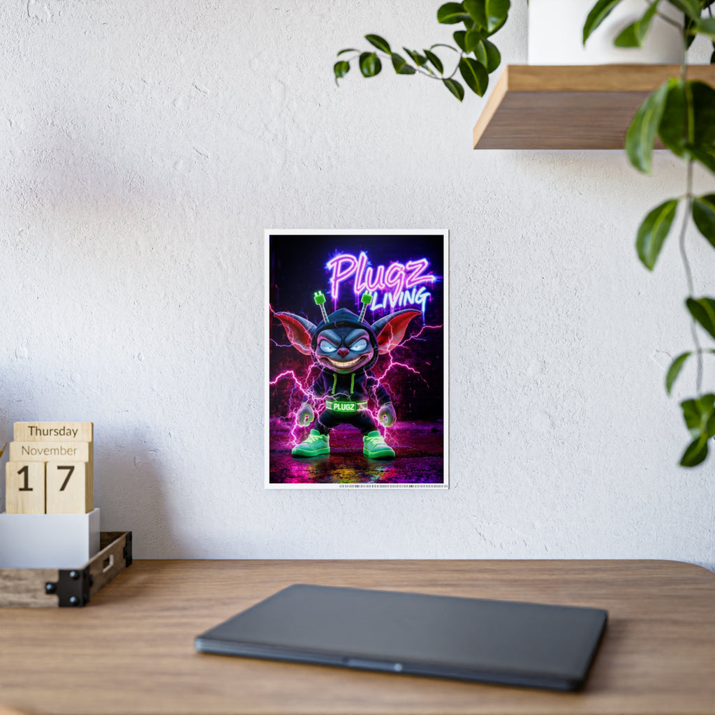 Gloss Poster — 'Plugz Living' Neon Character Art Print