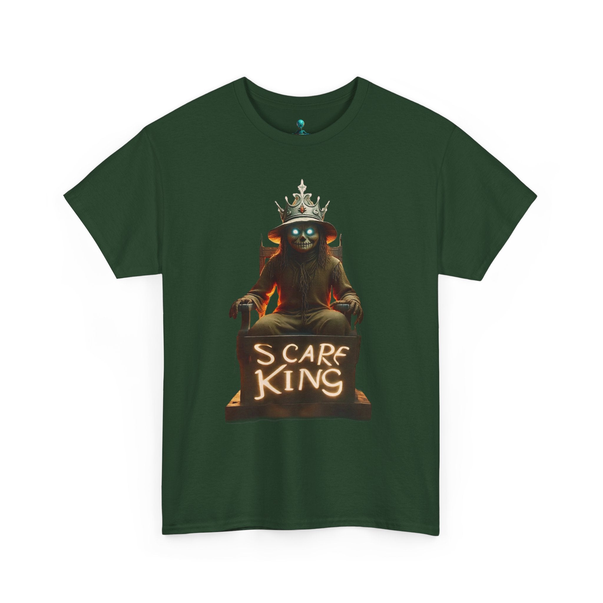 VYBZ Scare King Unisex Heavy Cotton Tee, Halloween Shirt, Horror Tee, Graphic T-Shirt, Scary Costume Top, Gift for Spooky Lovers