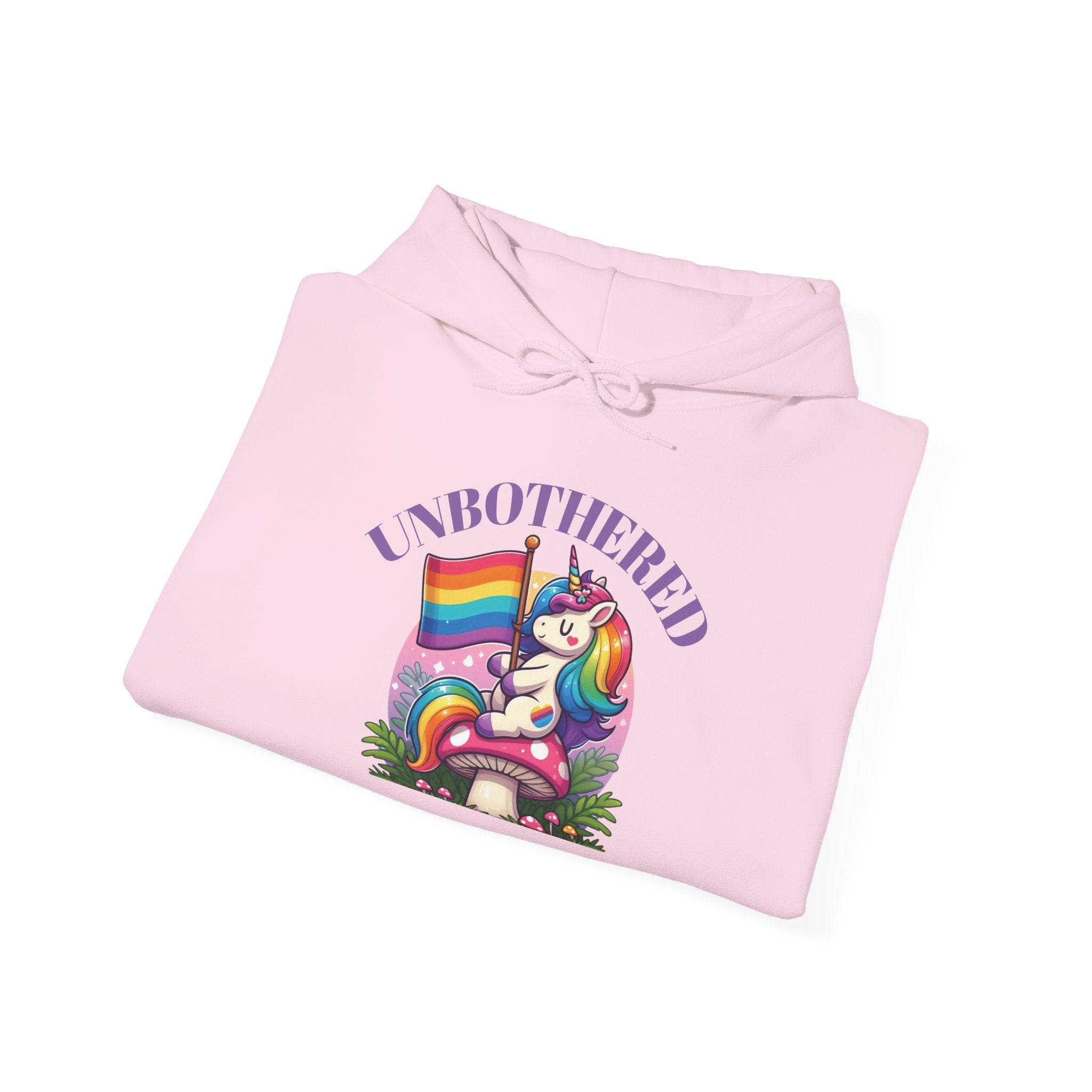 VYBZ "UNBOTHERED" Hoodie for All Ages, LGBTQ+ Gift, Cozy Sweatshirt, Cute Animal Apparel, Fun Pride Merchandise