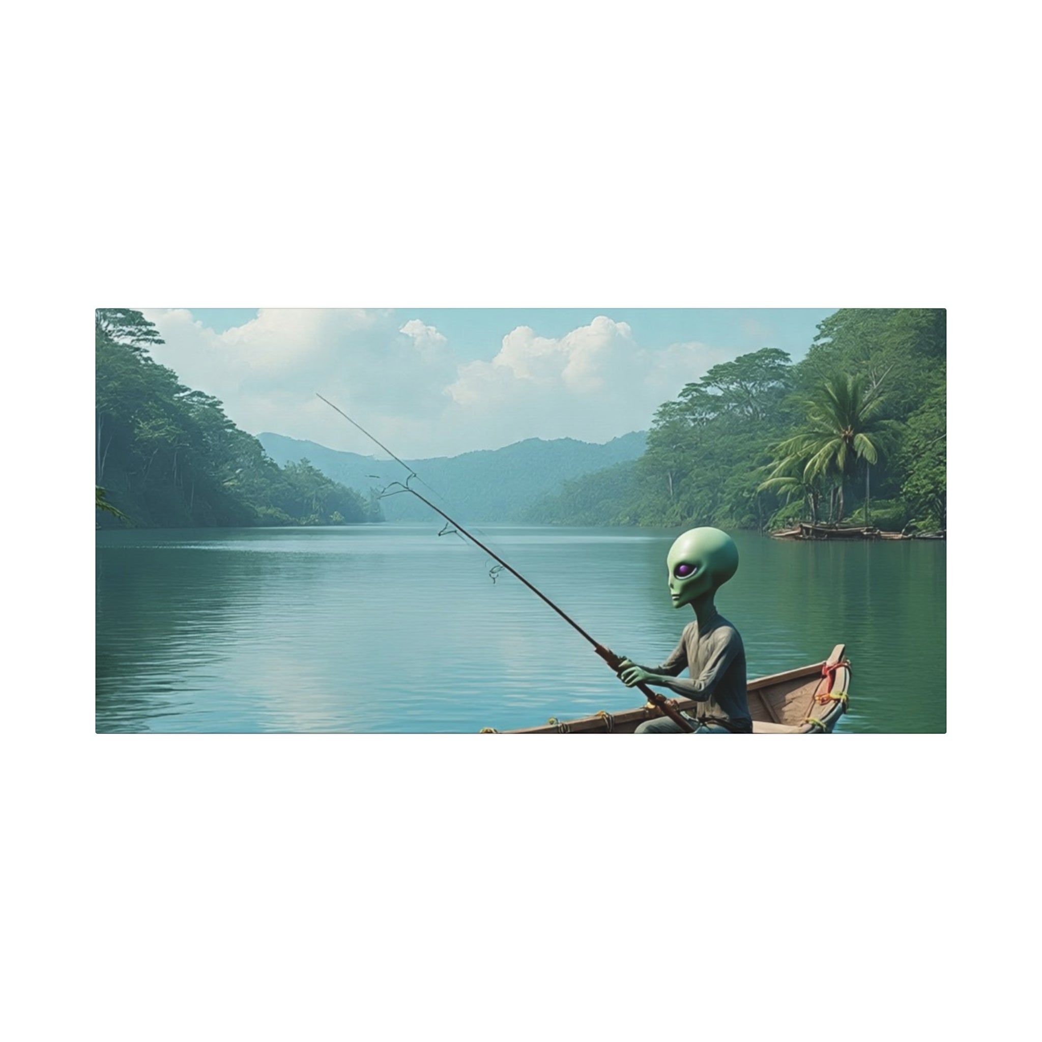 Alien Fishing Canvas Art