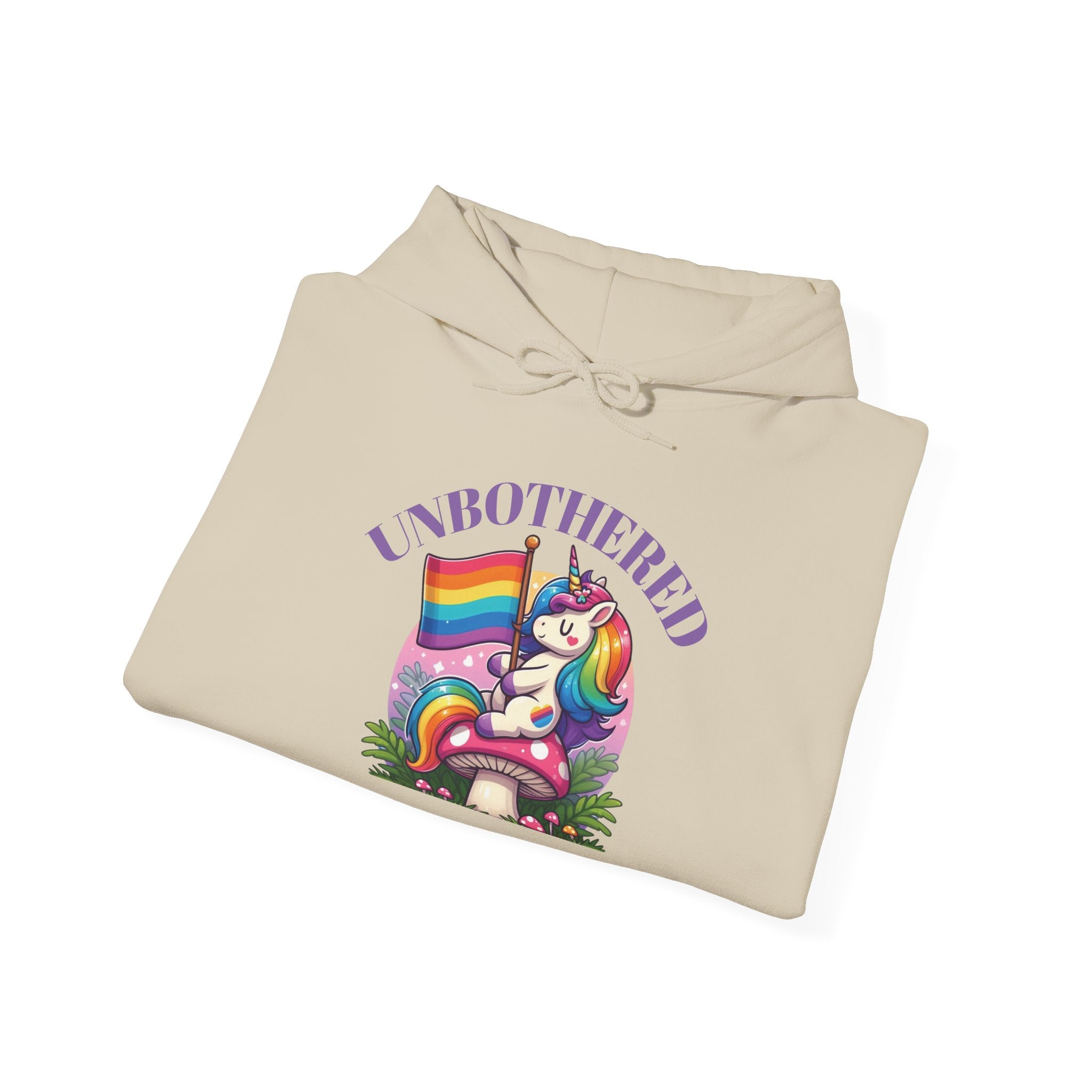 VYBZ "UNBOTHERED" Hoodie for All Ages, LGBTQ+ Gift, Cozy Sweatshirt, Cute Animal Apparel, Fun Pride Merchandise